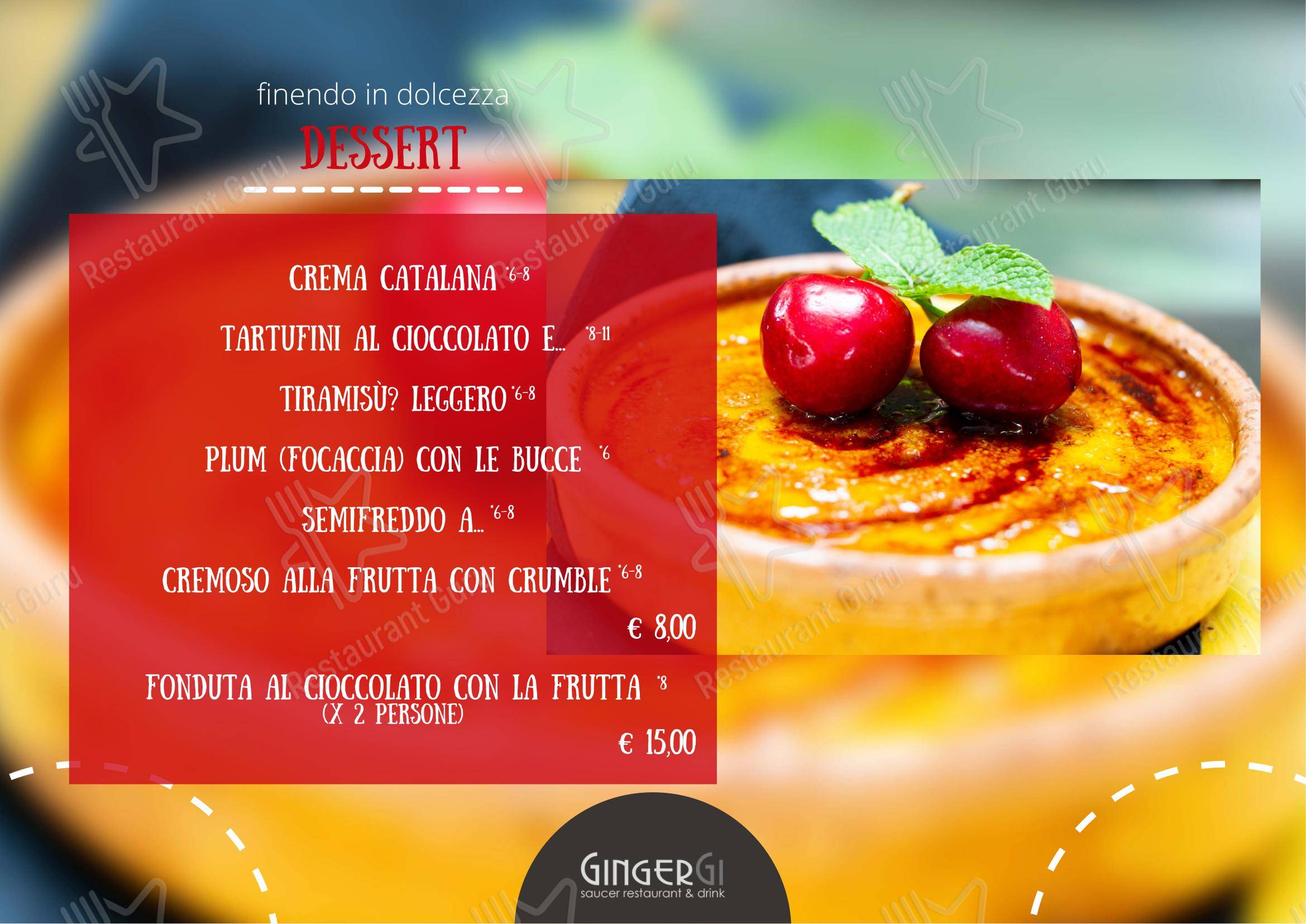 GingerGi in Padova - Menu bar