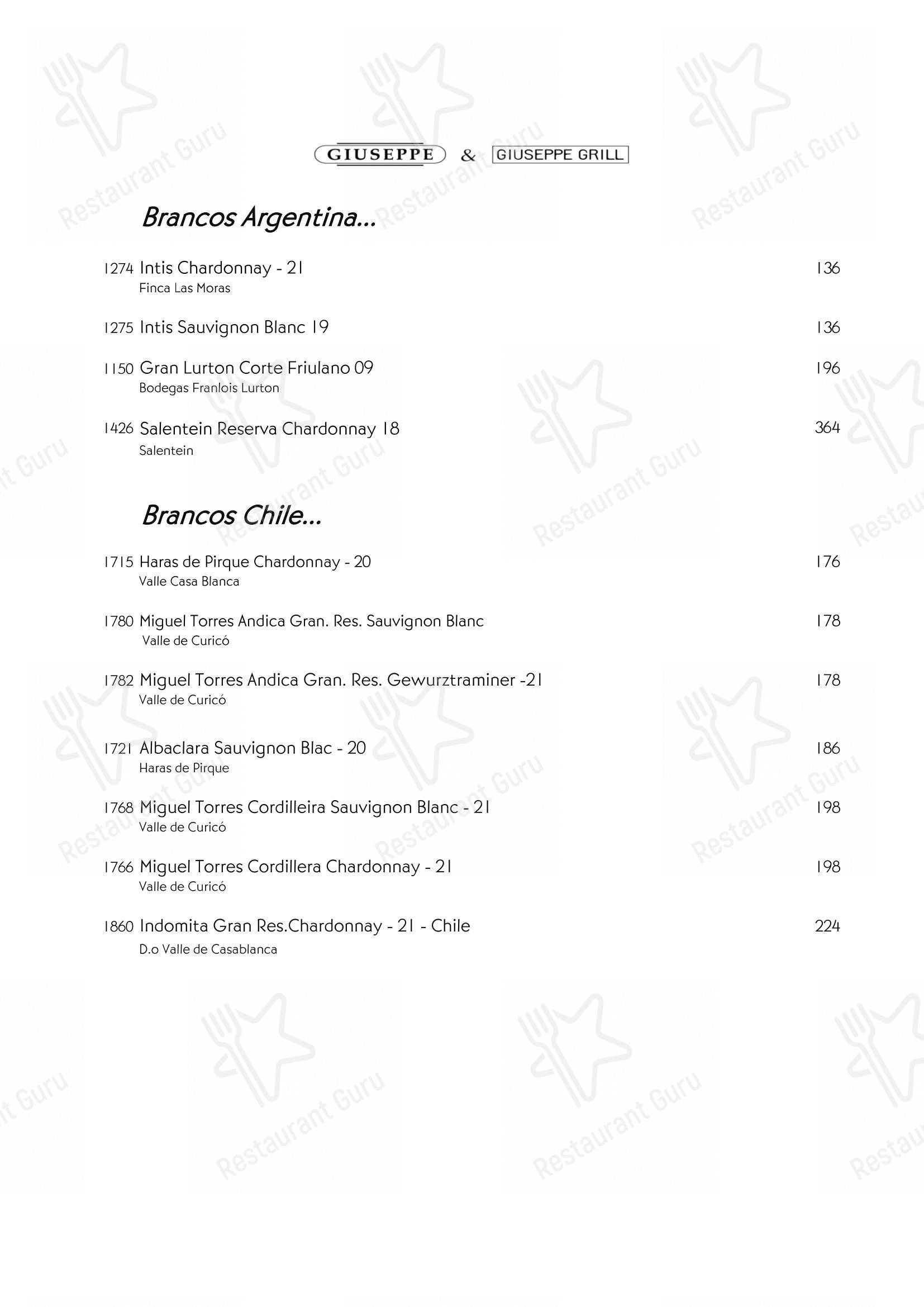 Giuseppe Italiano em Rio de Janeiro - Menu bar