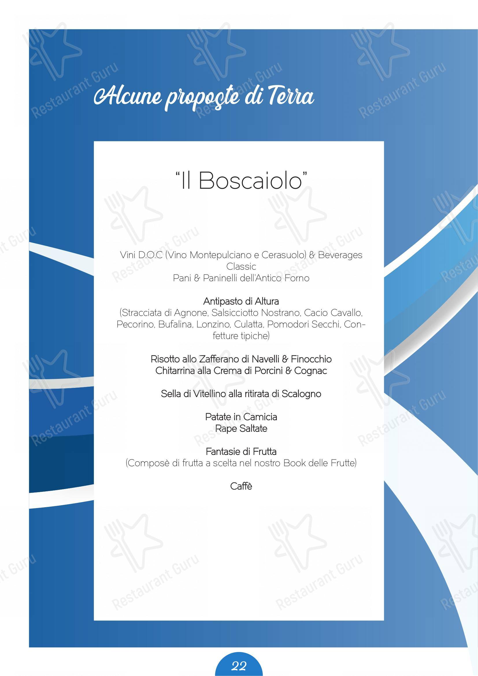 Menu di Il Castello di Perano - Menu