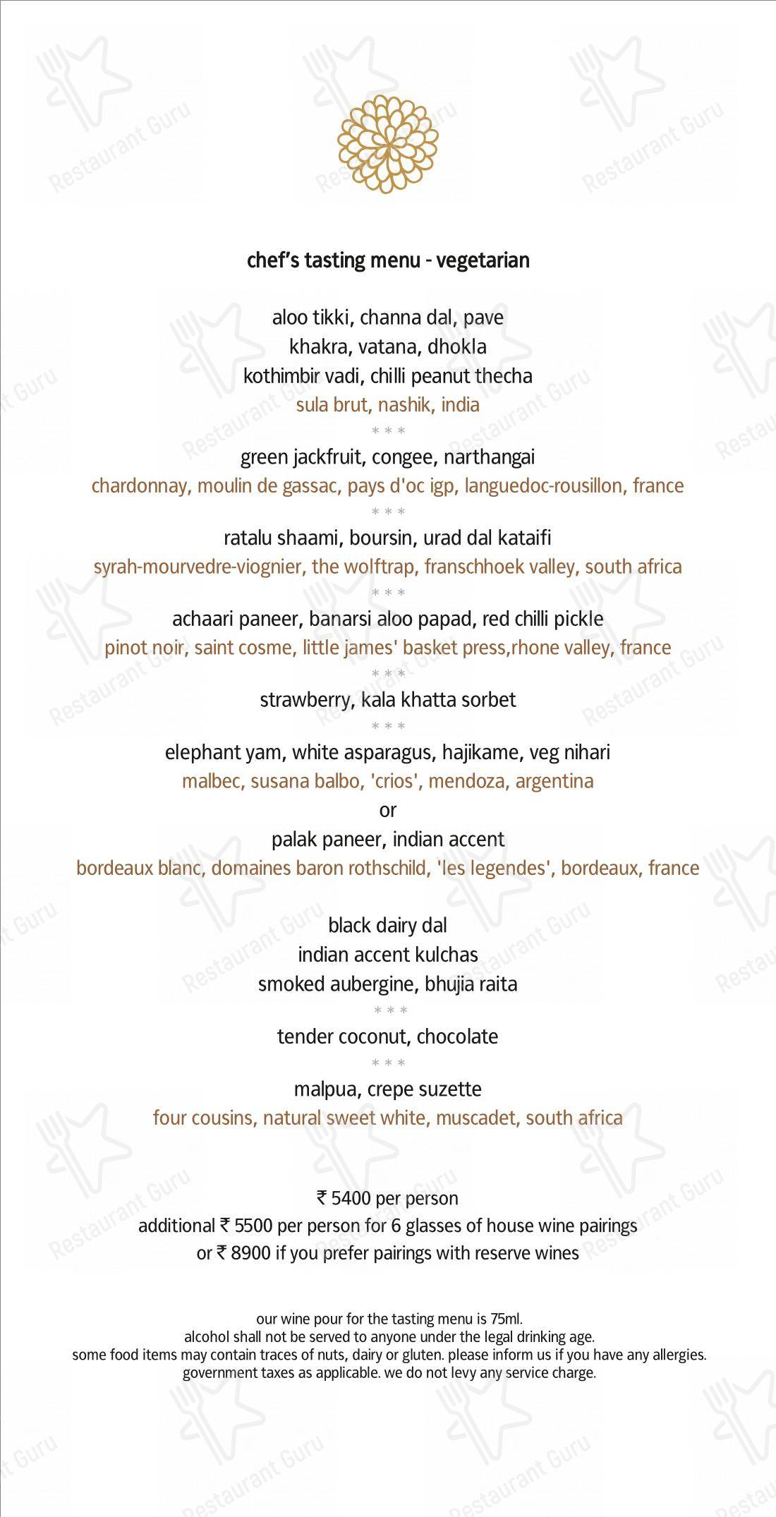 Indian Accent in New Delhi - Takeaway Menu