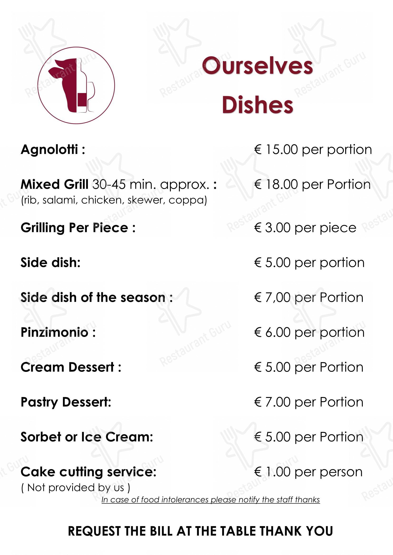Menu pour L'Ostu Dal Maslè - Menu