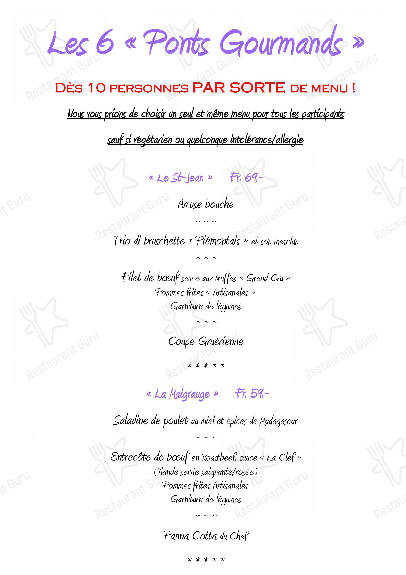 Основное меню per La Clef ristorante