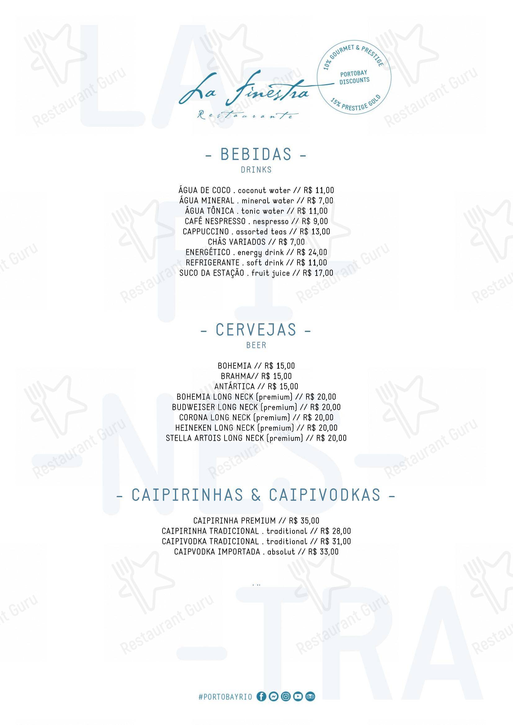 La Finestra em Rio de Janeiro - Menu