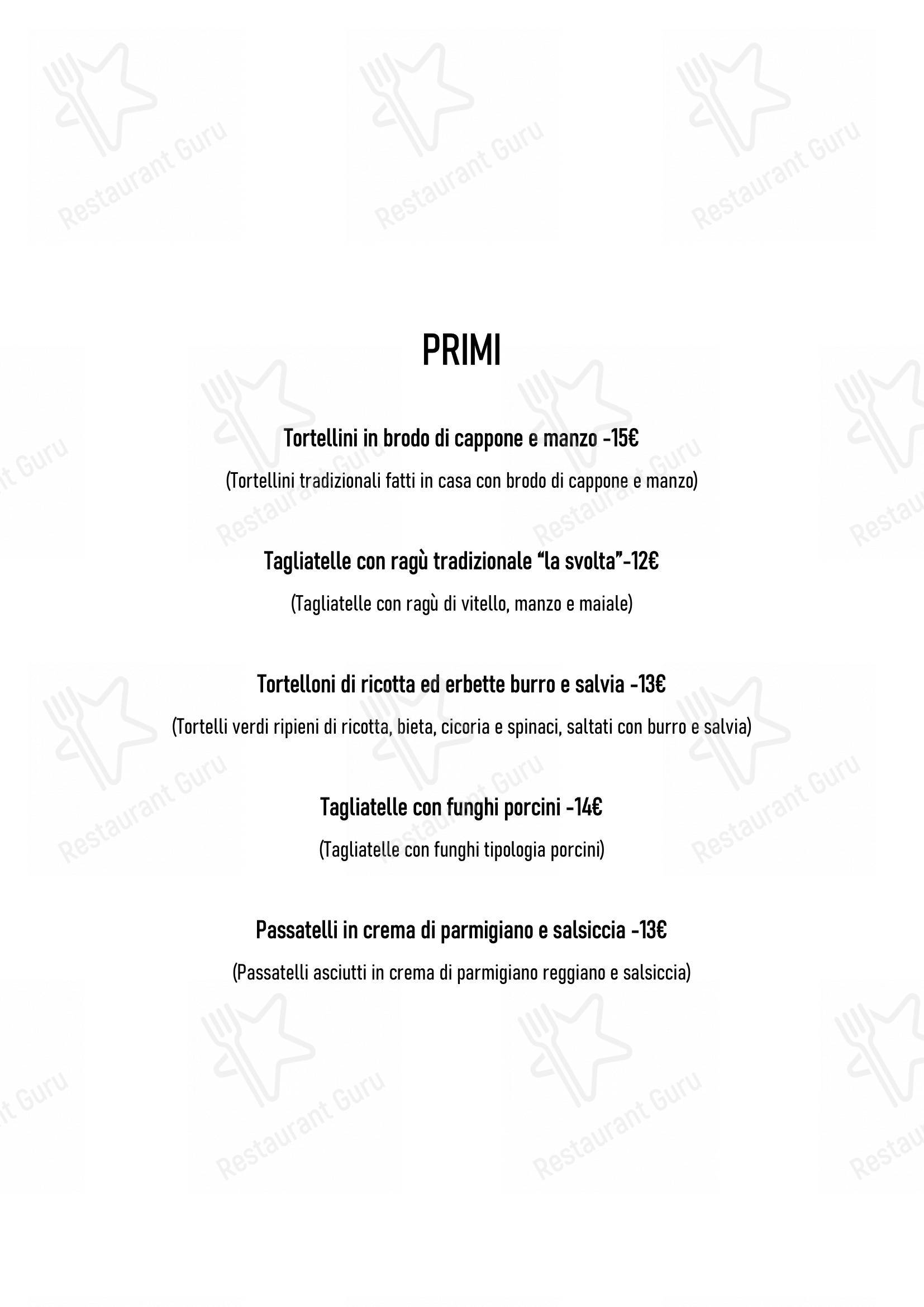 Menu di La Svolta - Menu