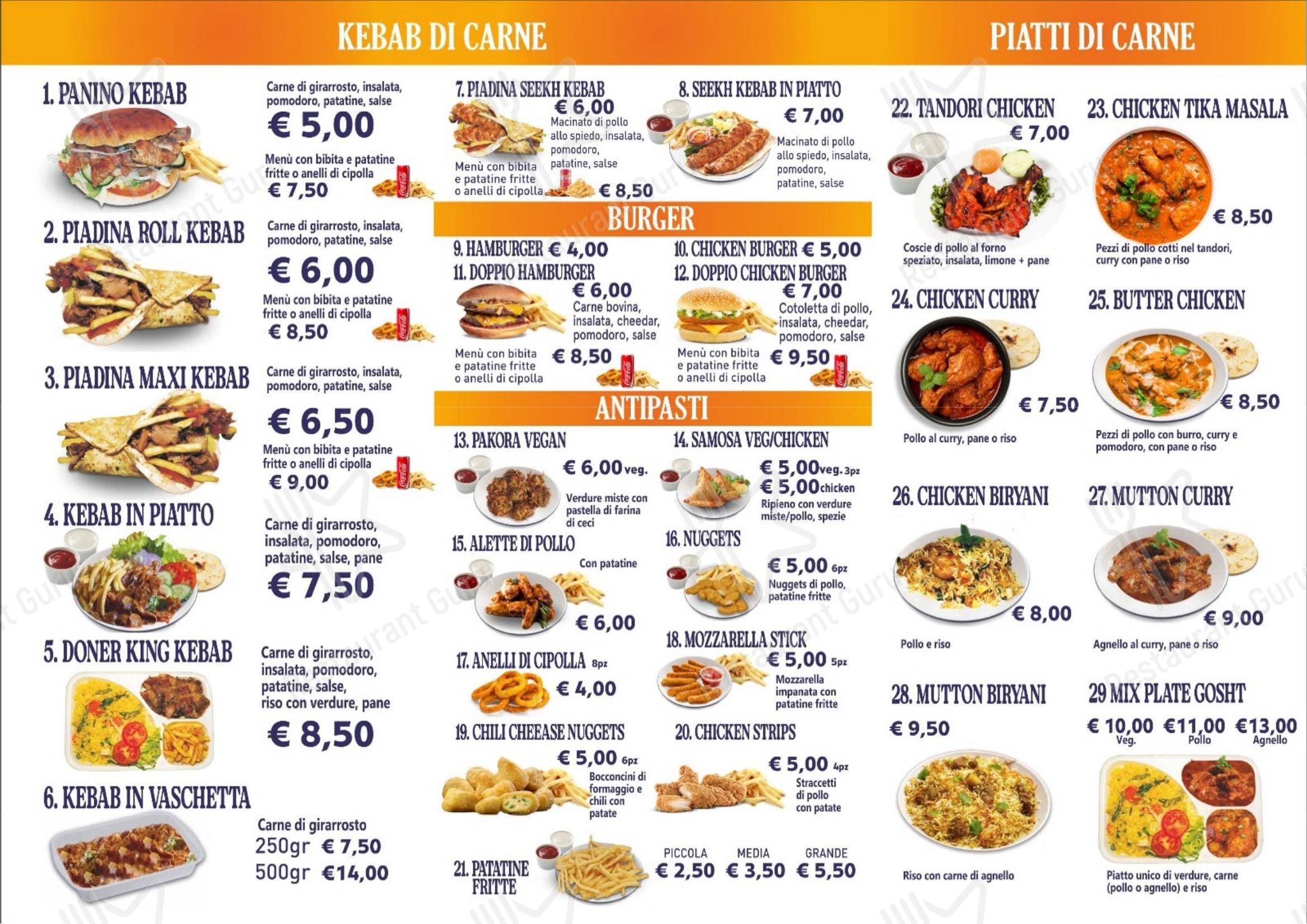 Menu per Namaste India in Ravenna