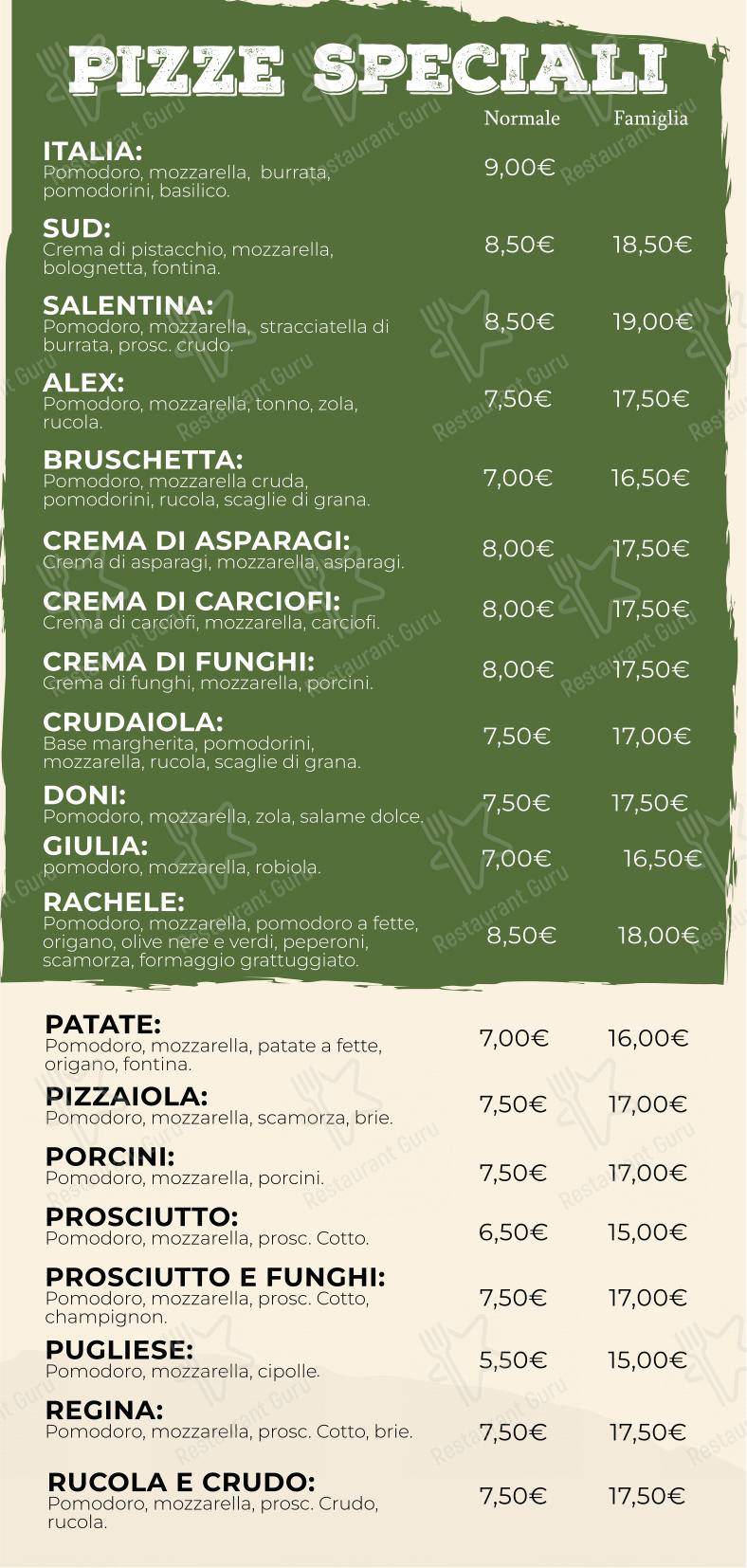 Menu di Non Solo Pizza - Menu bar