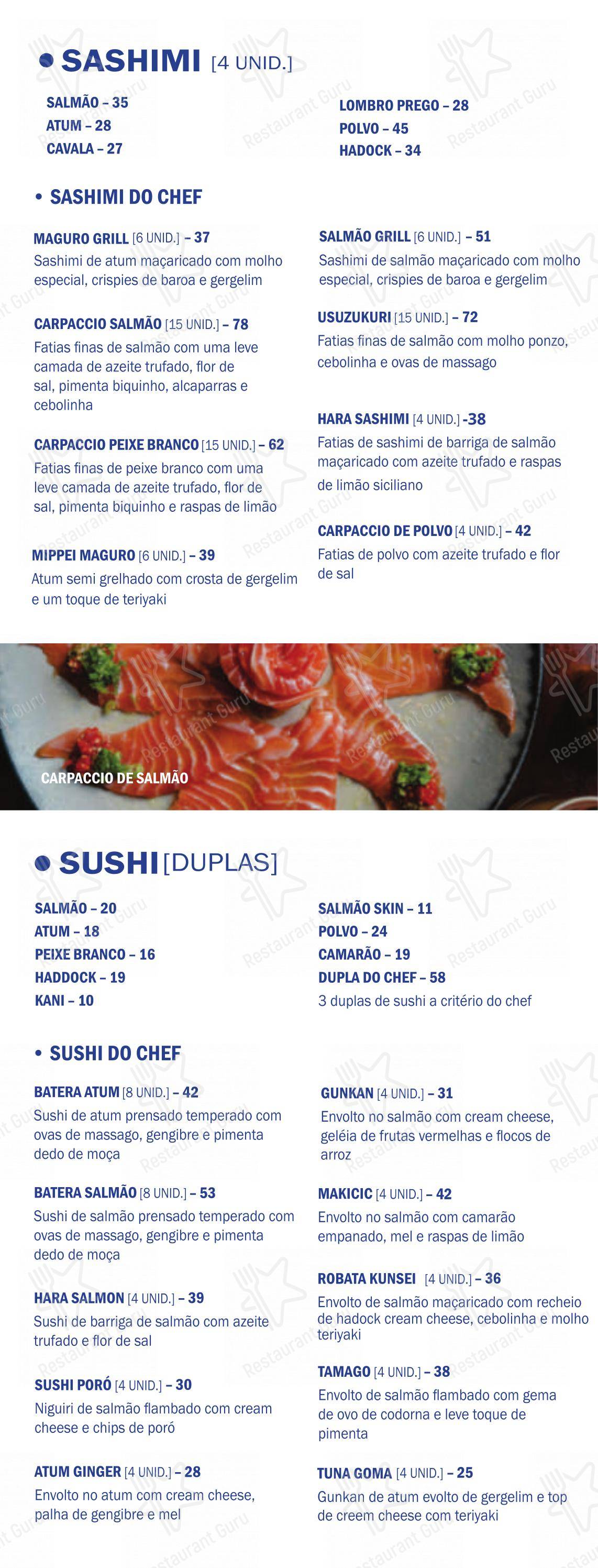 Menu bar para Oki Oki Gávea em Rio de Janeiro