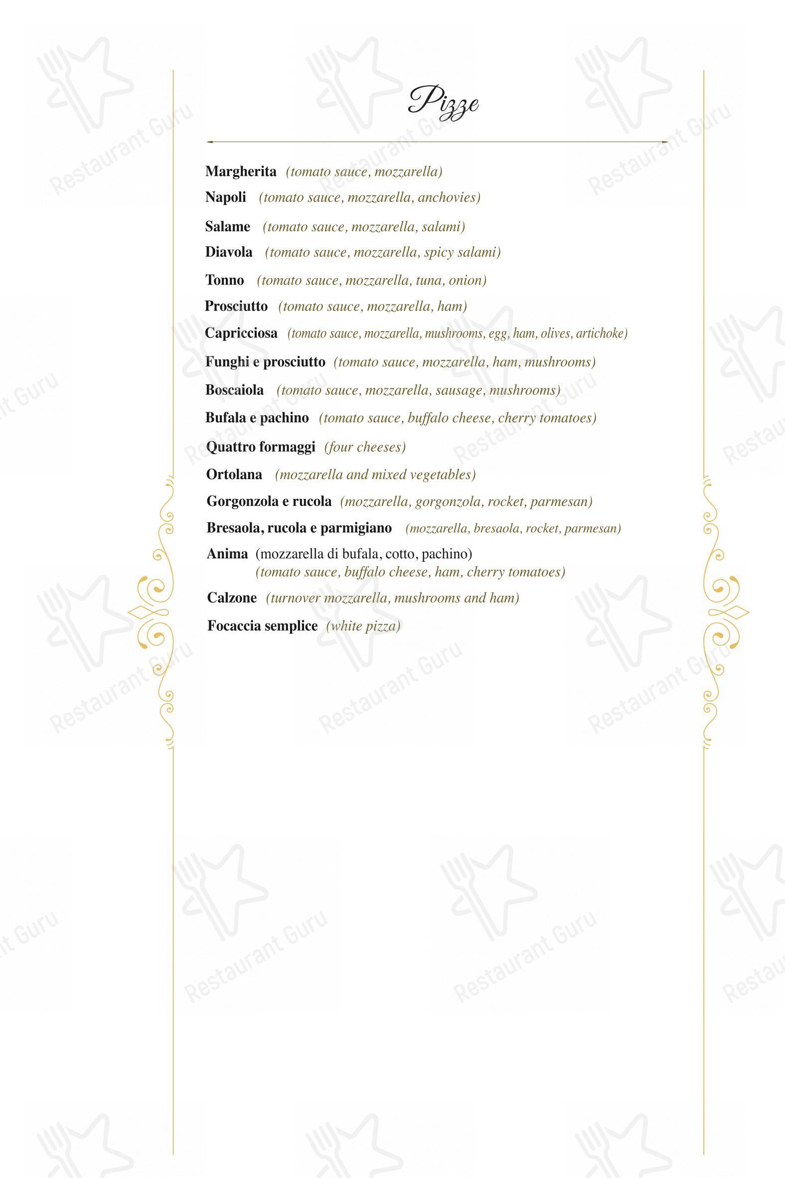 Menu per Osteria dell'Anima pub & bar