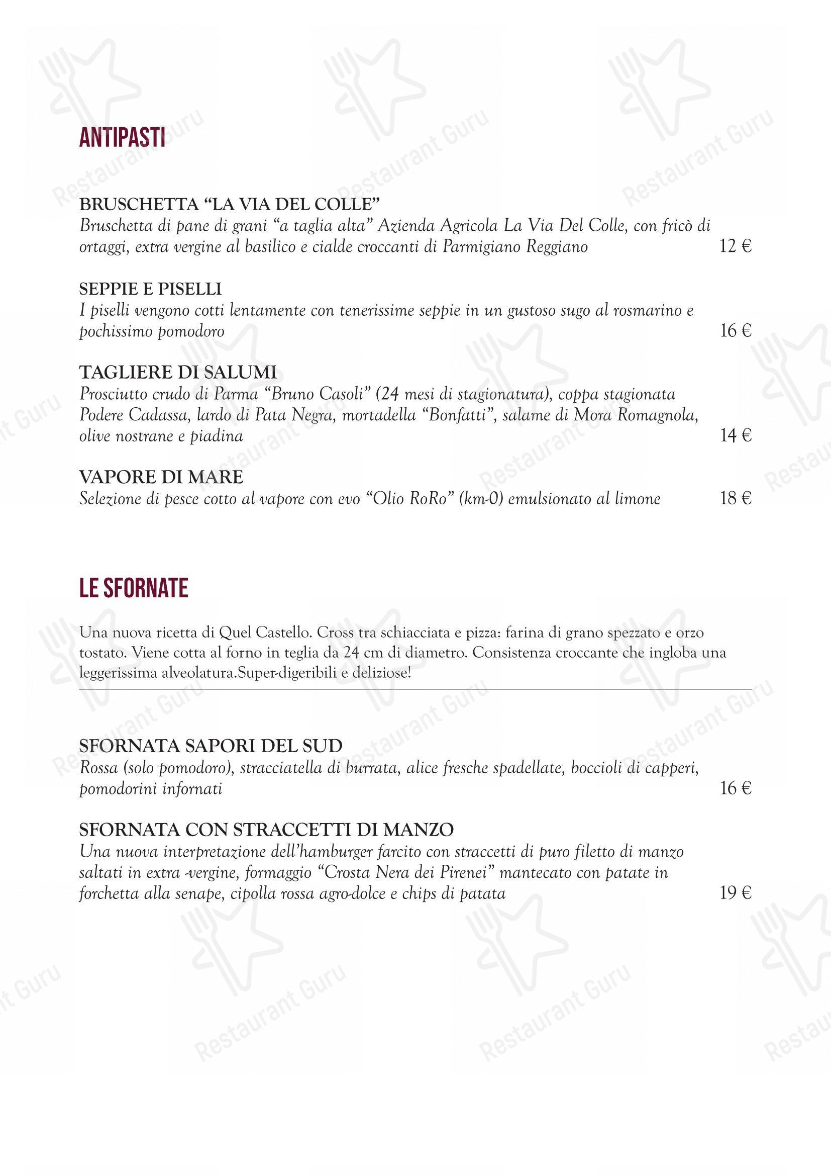 Menu bar per Quel Castello di Diegaro - Ristorante e Pizzeria ristorante
