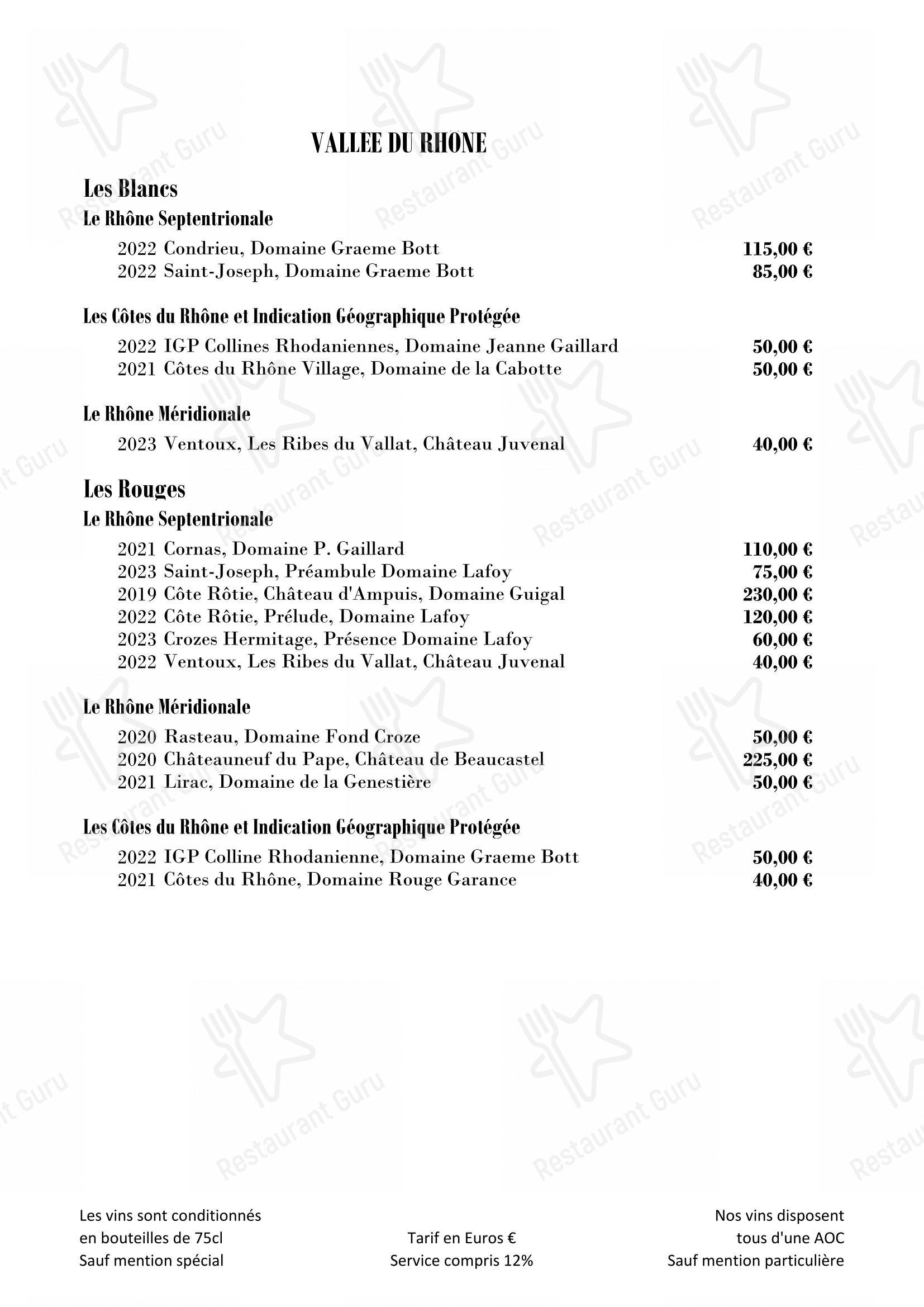 Menu pour A l'Échevin - Крафт меню