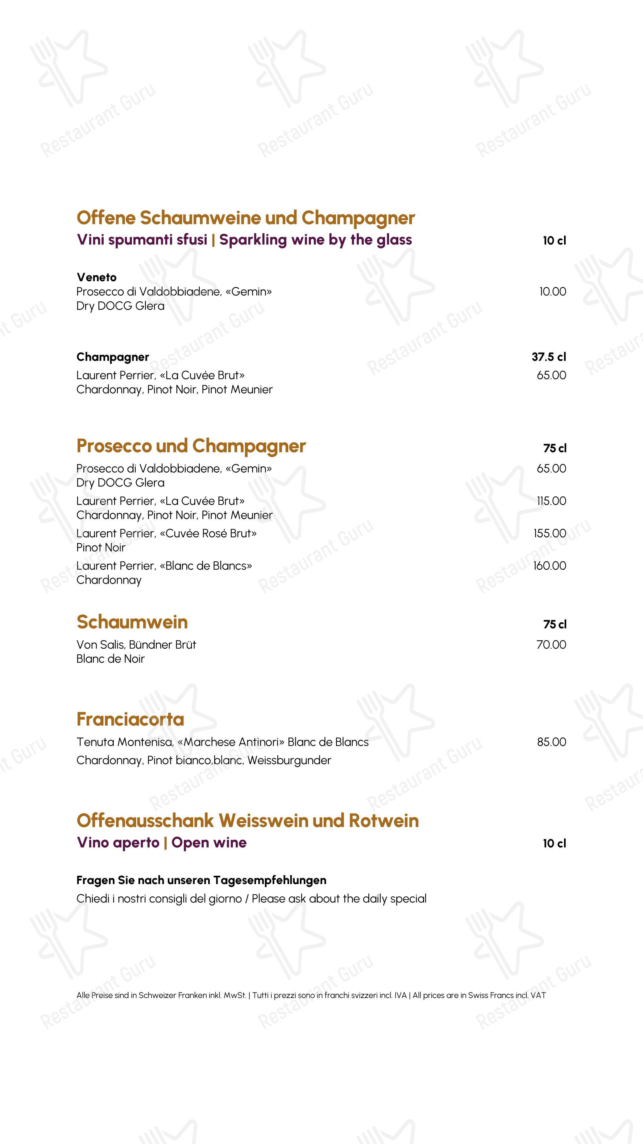 Restaurant Kuhstall in Sils im Engadin/Segl - 菜单