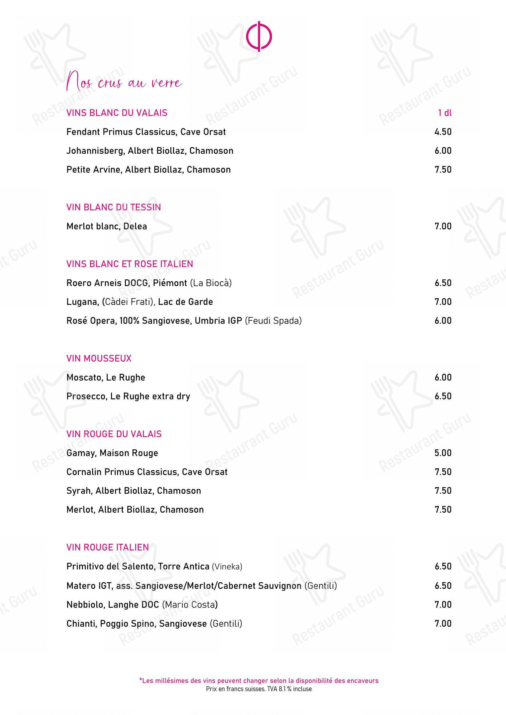 Restaurant Opéra Sion in Sion - Коктейльная карта