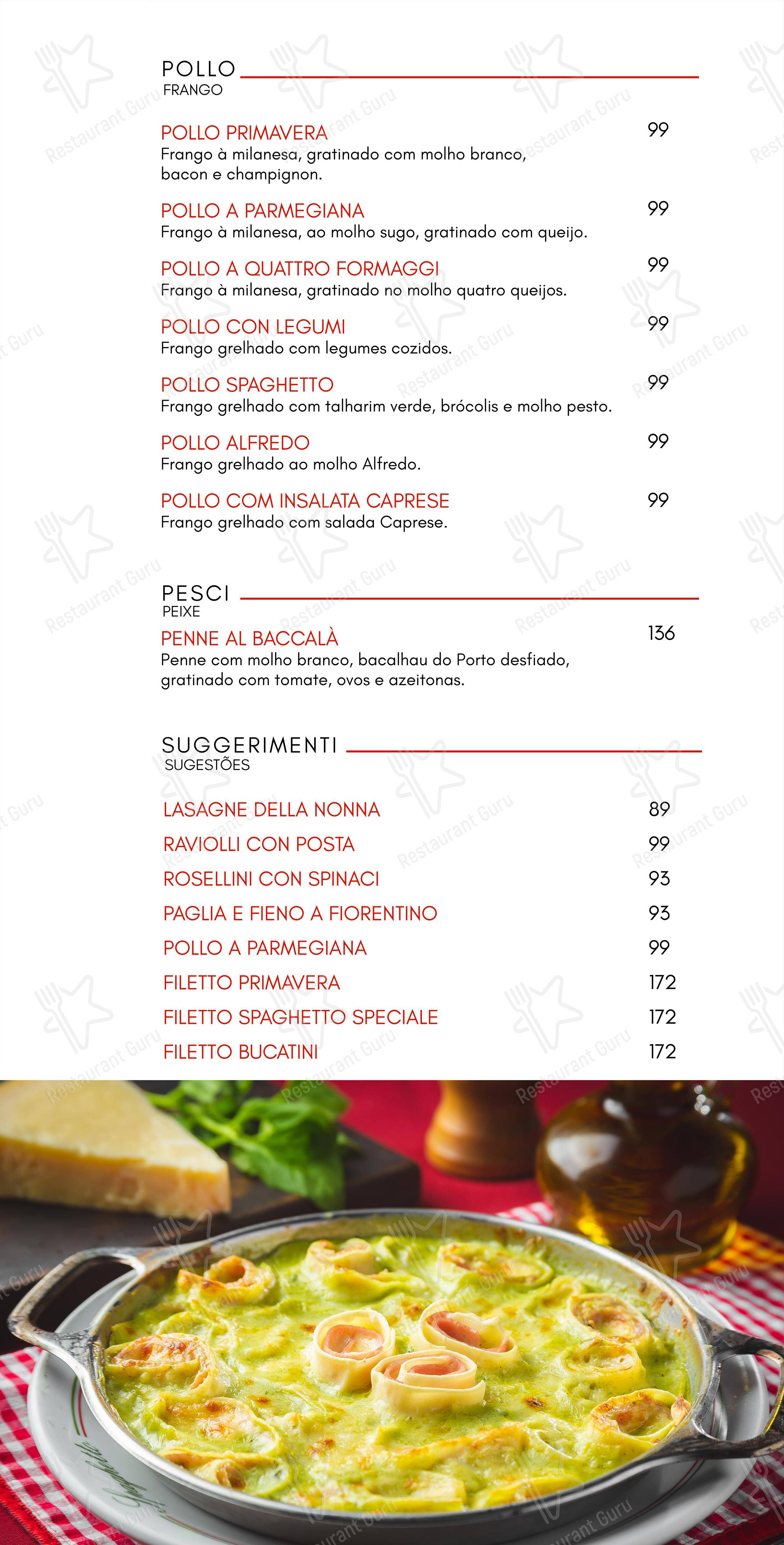 Restaurante Spaghetto - Menu