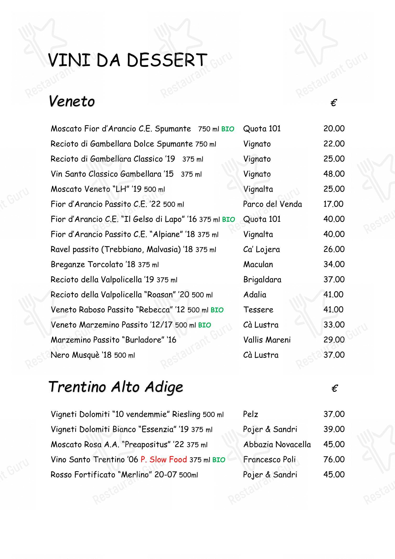 菜单 per Ristorante Antica Trattoria al Bosco ristorante