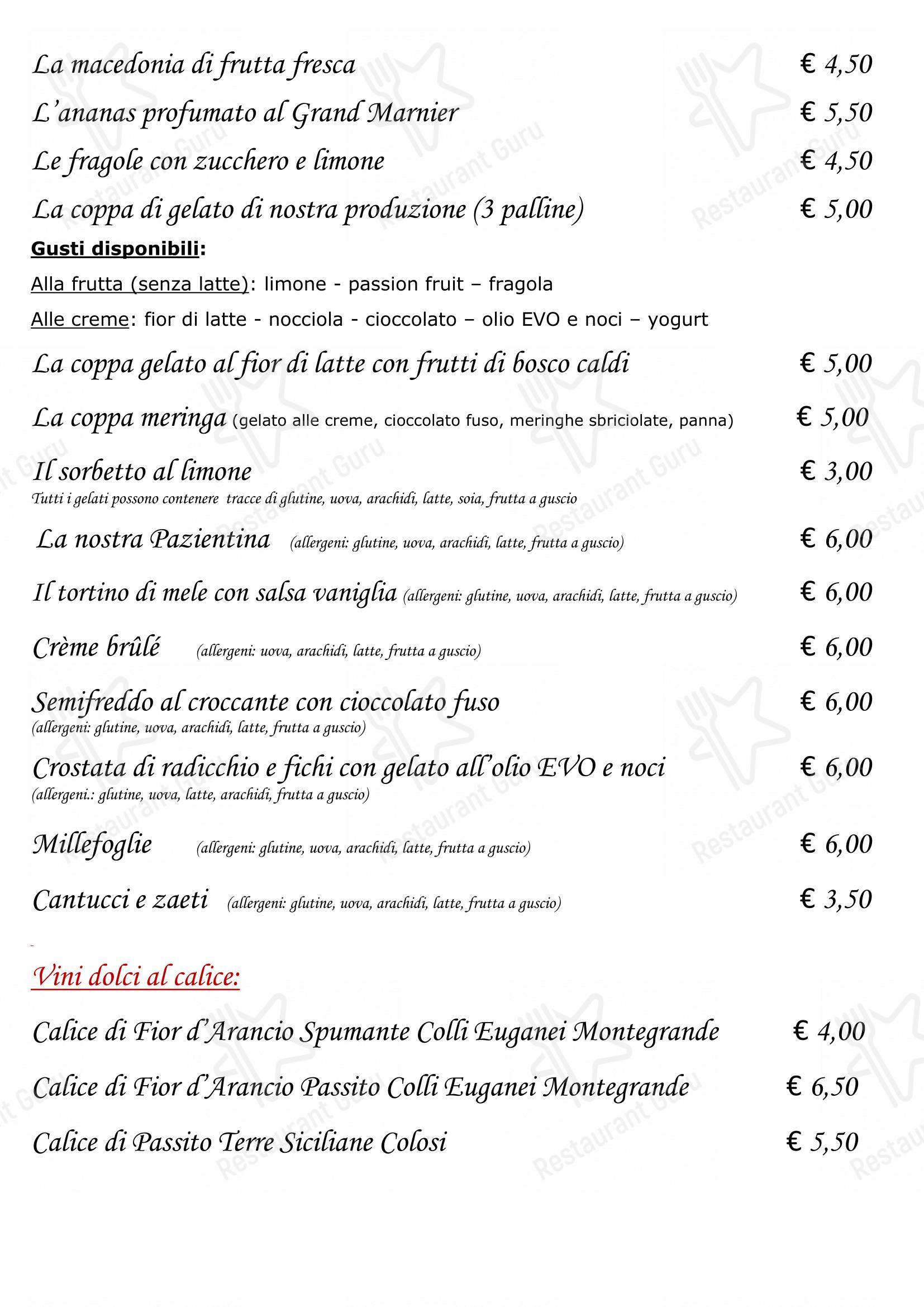 Menu di Ristorante Montegrande - Основное меню