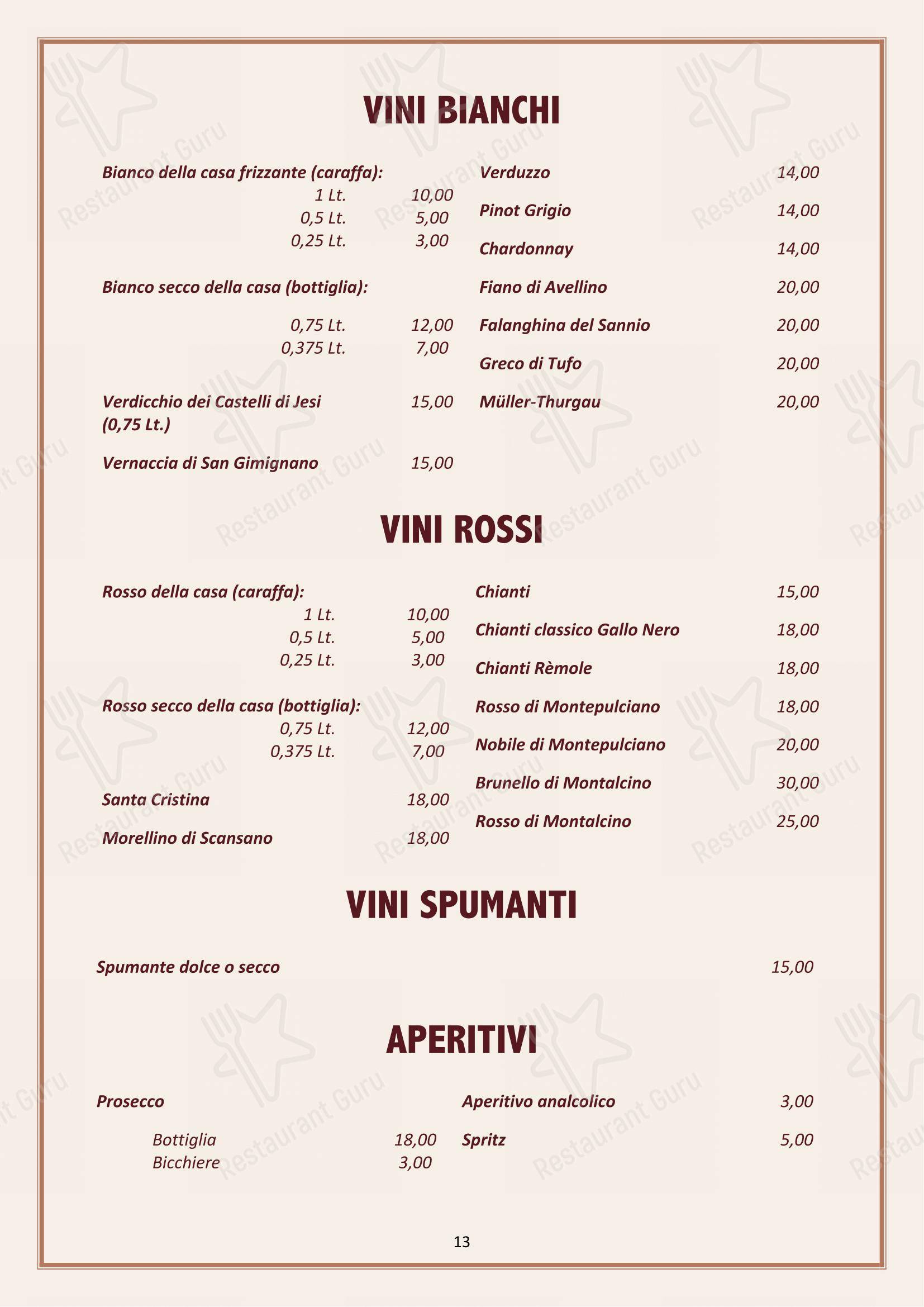 Menu per Ristorante Pizzeria Da Foffo pizzeria