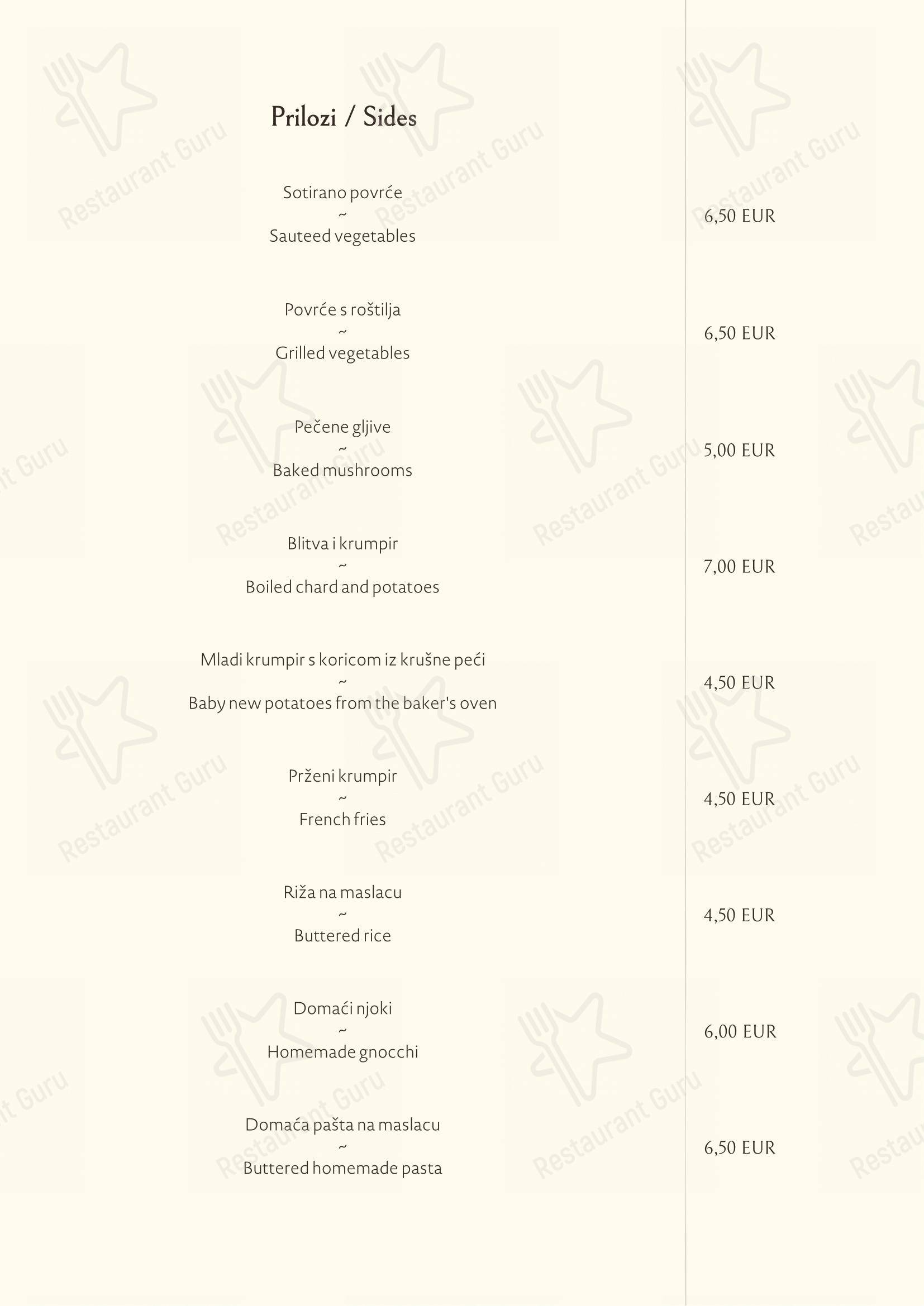 Roko in Abbazia - Menu bar