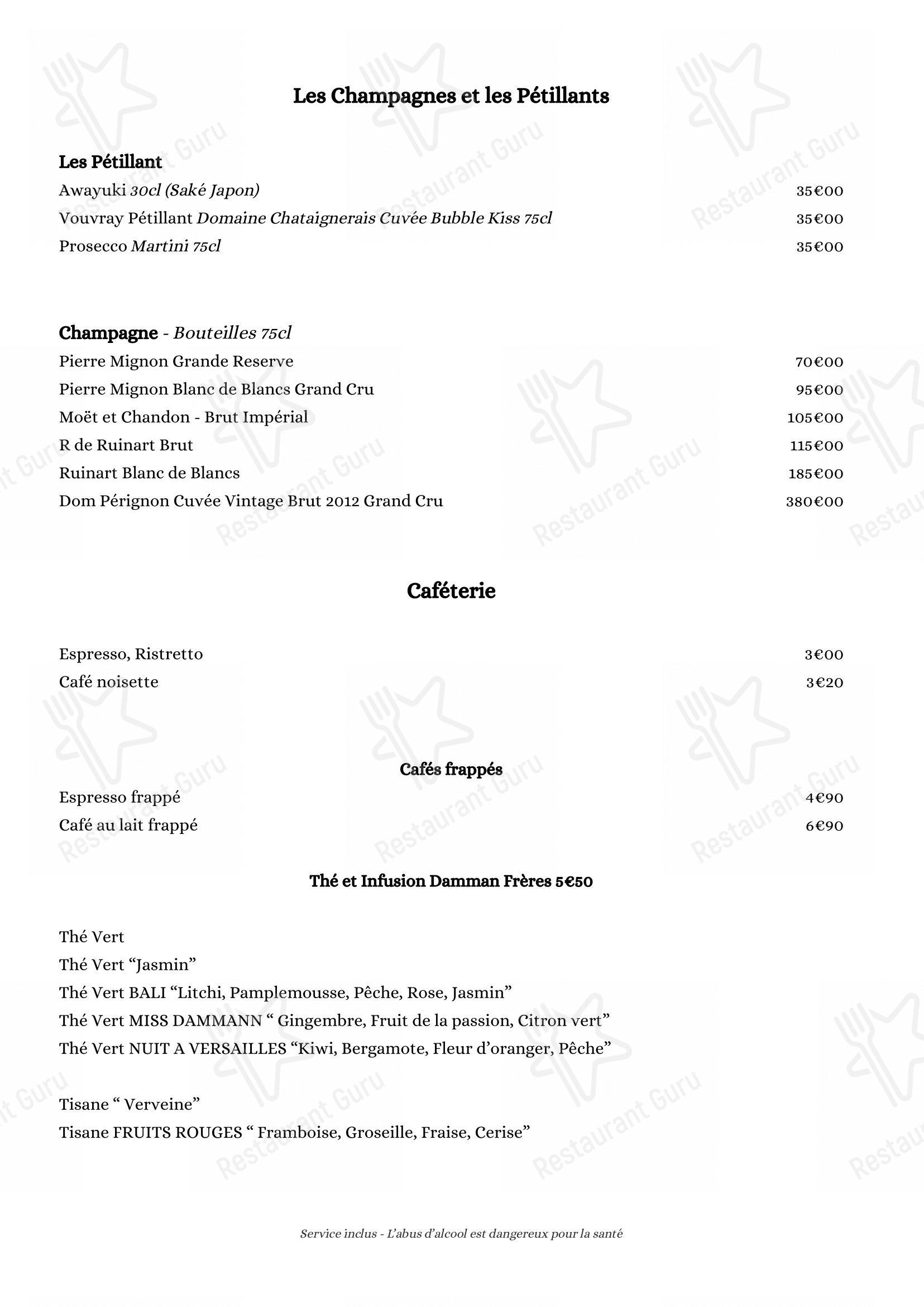 Menu bar pour SYA restaurant