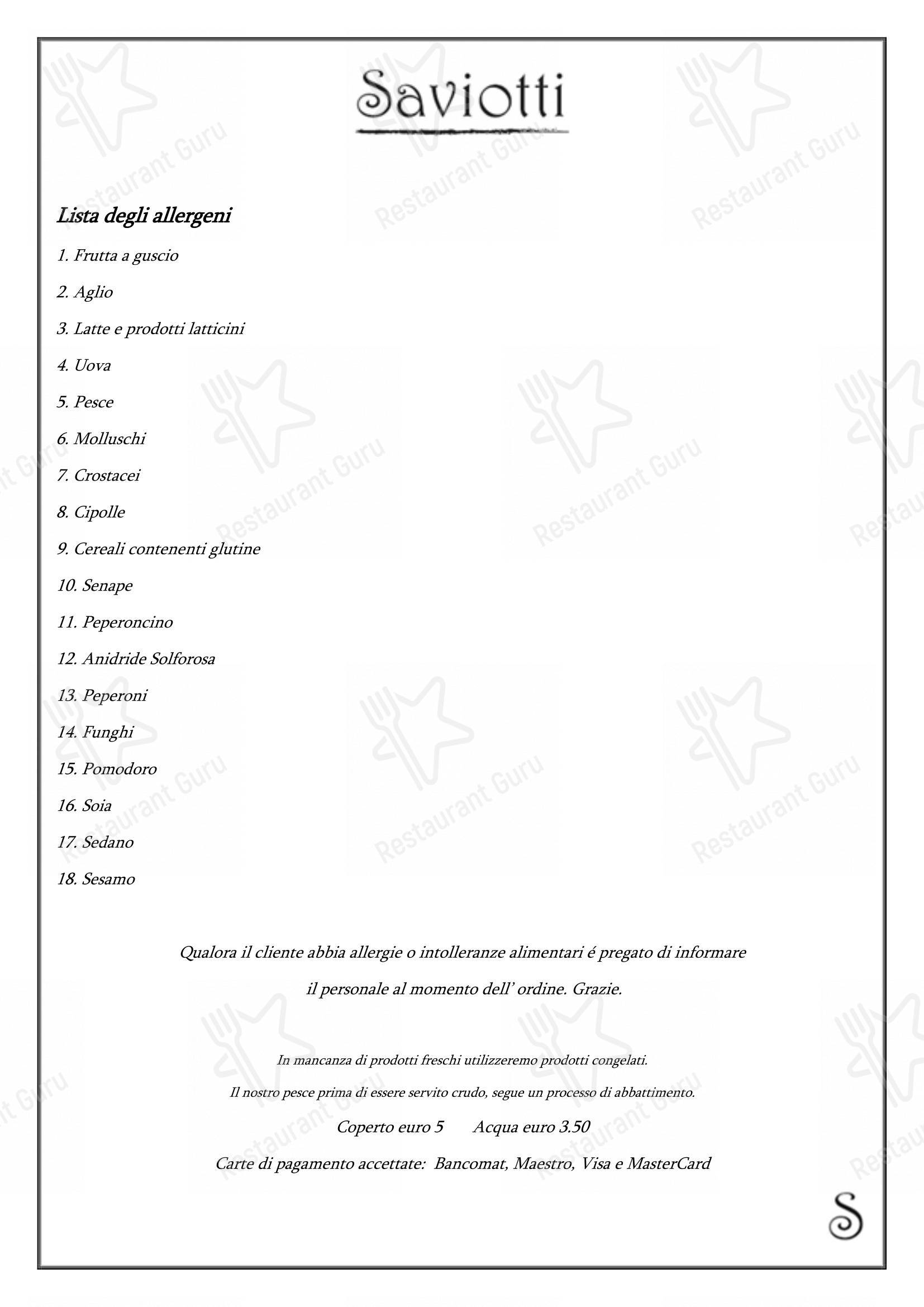Menu di Saviotti - Menu bar