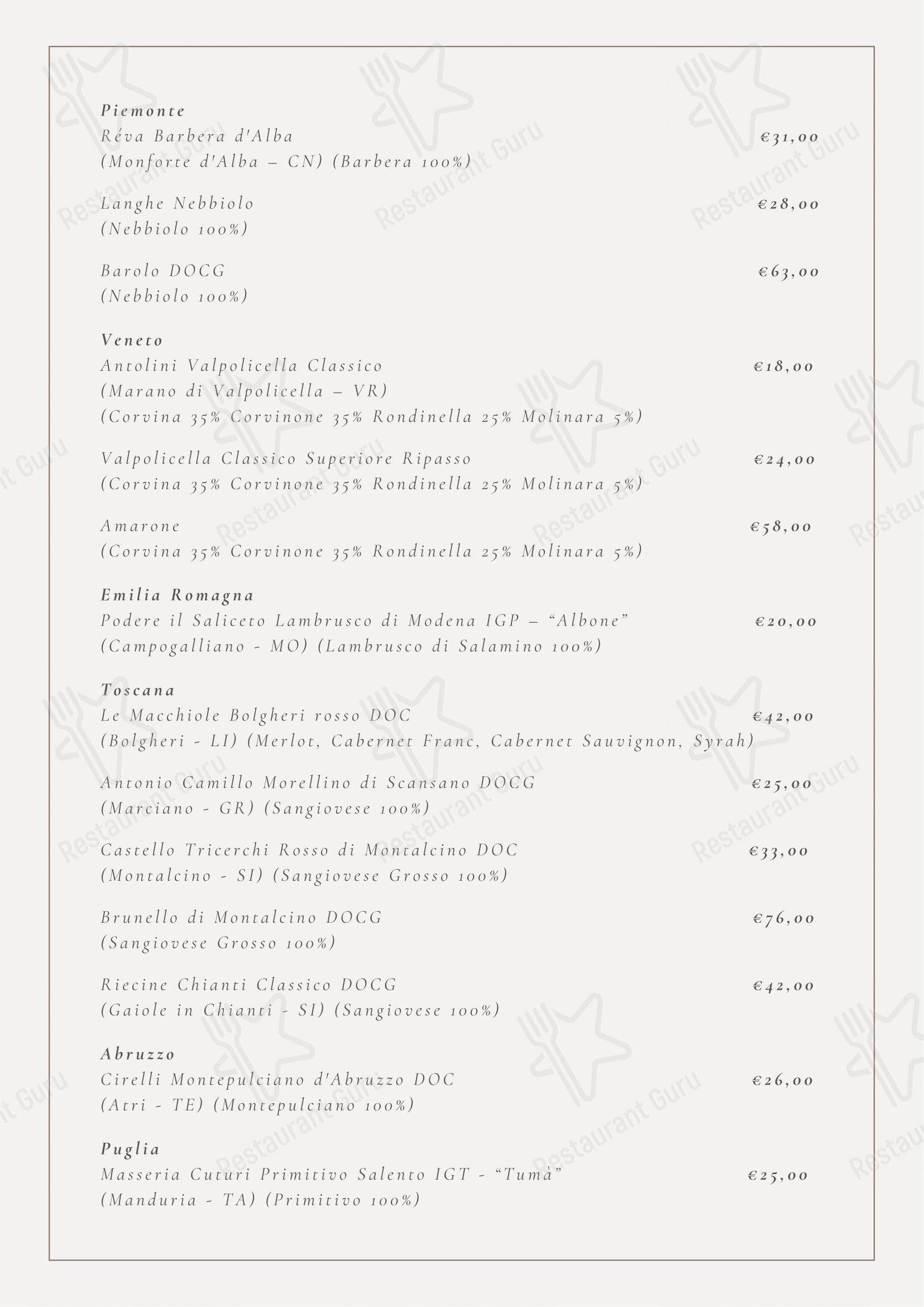 Menu di Talon Ristopub Pizzeria - Menu bar