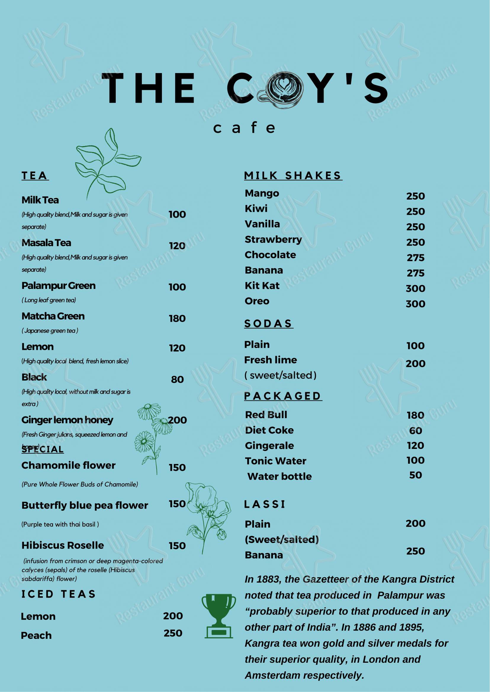 The Coy's cafe - Menu