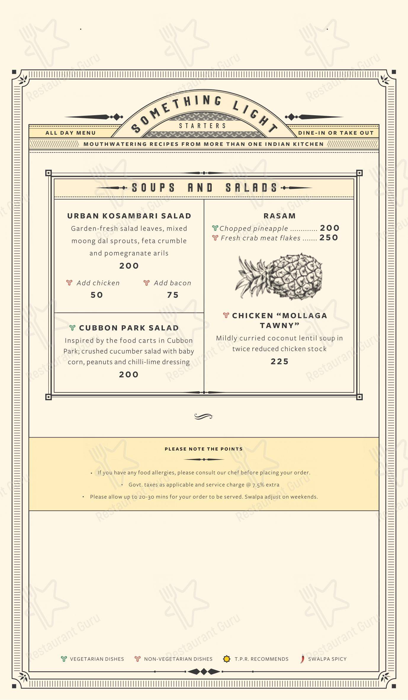 Menu for The Permit Room in Bengaluru