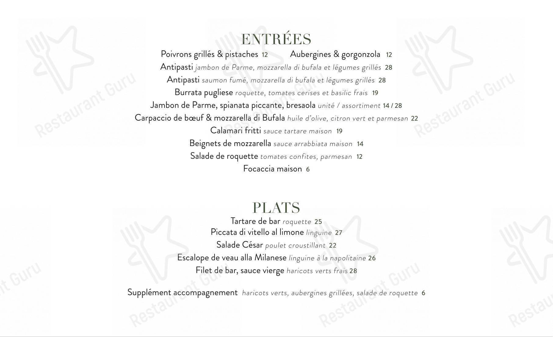 Menu pour Totti - Menu
