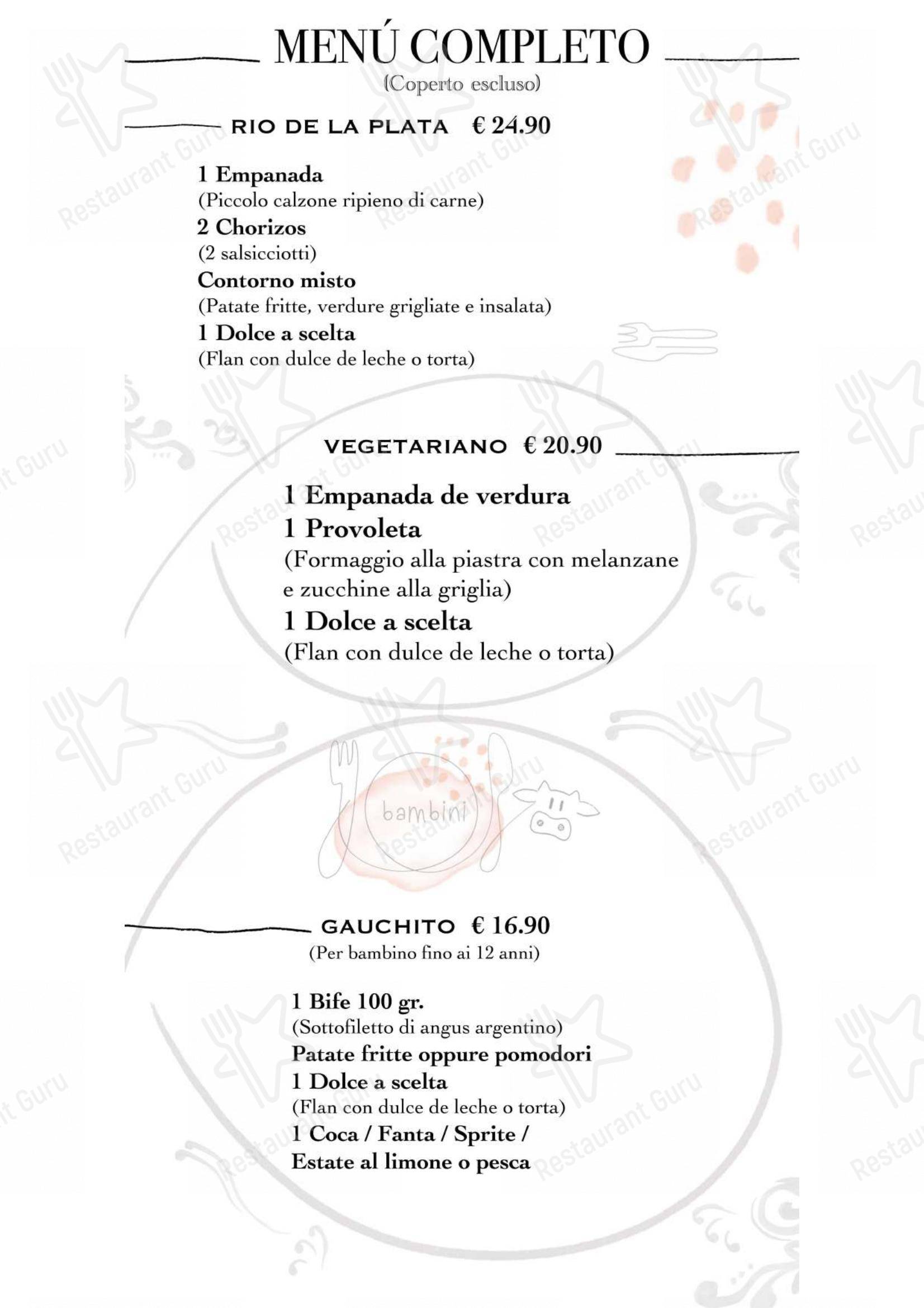 Menu di Volver - Menu
