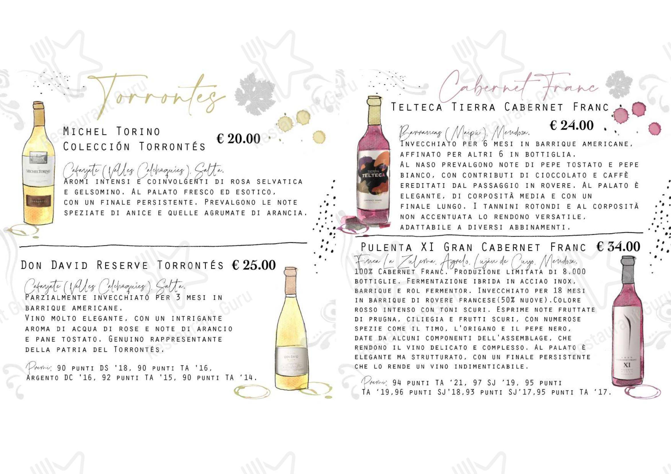 Menu bar per Volver steakhouse