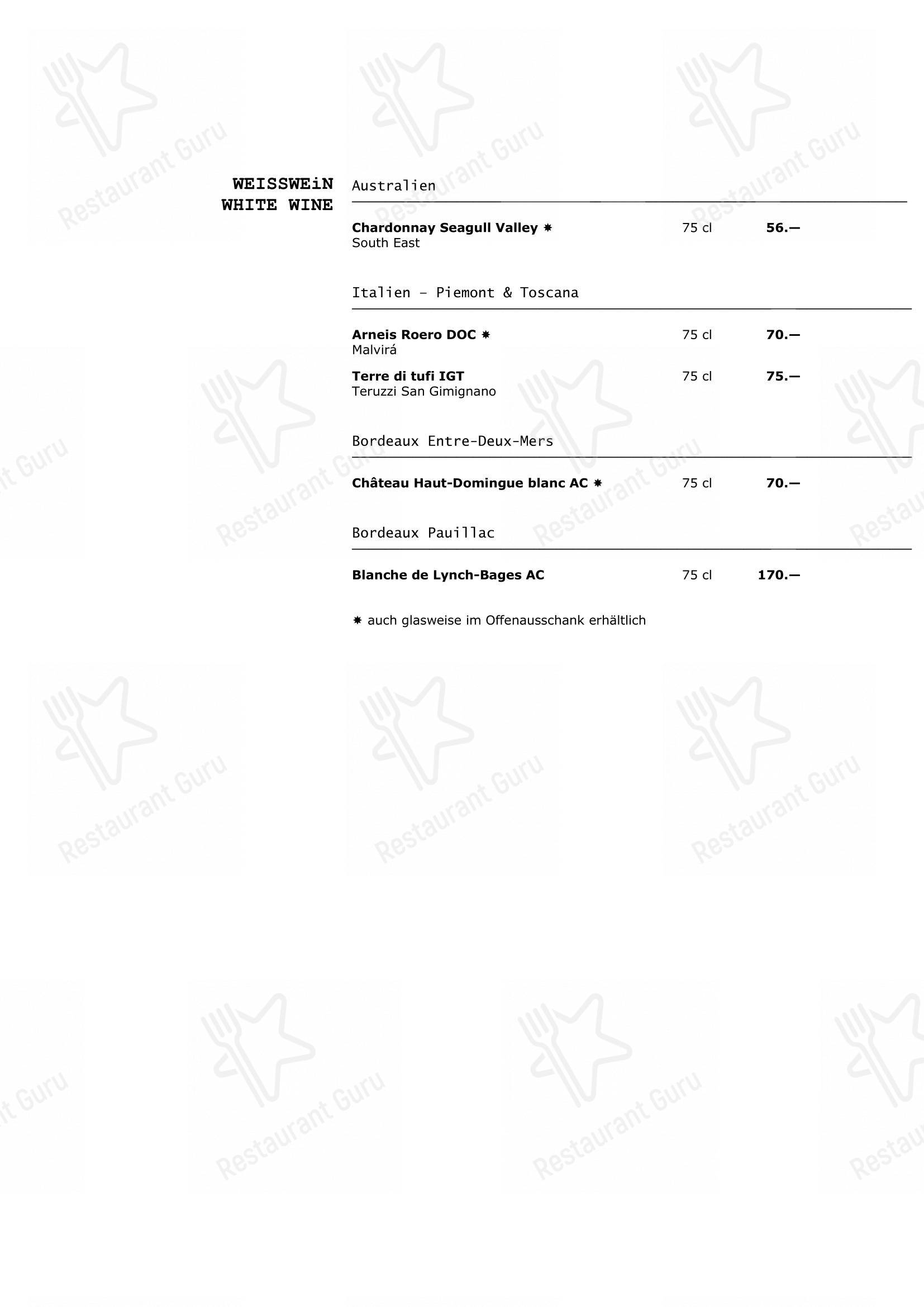 Menu per Walliser Kanne pub & bar
