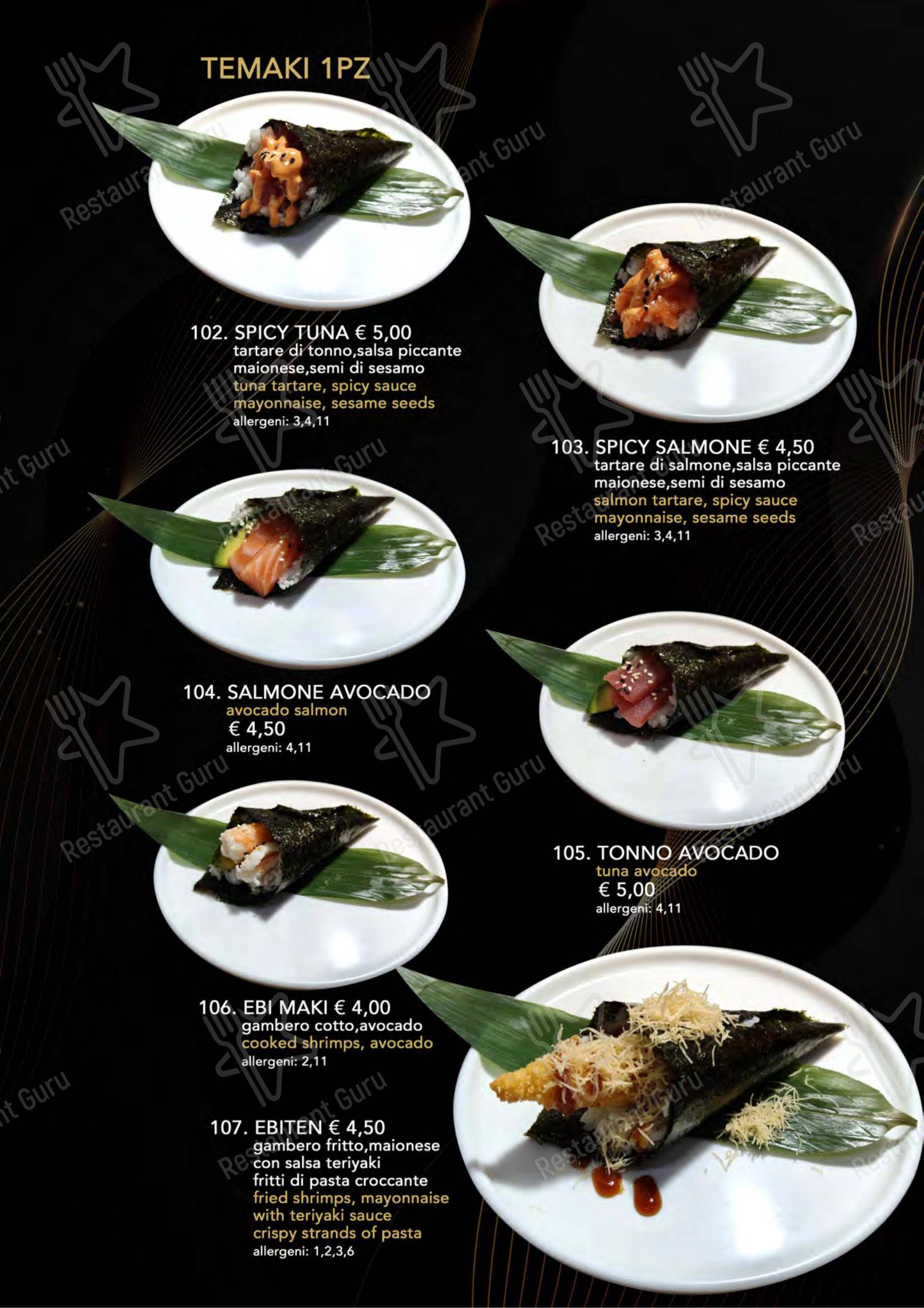 Menu per Yugo ristorante