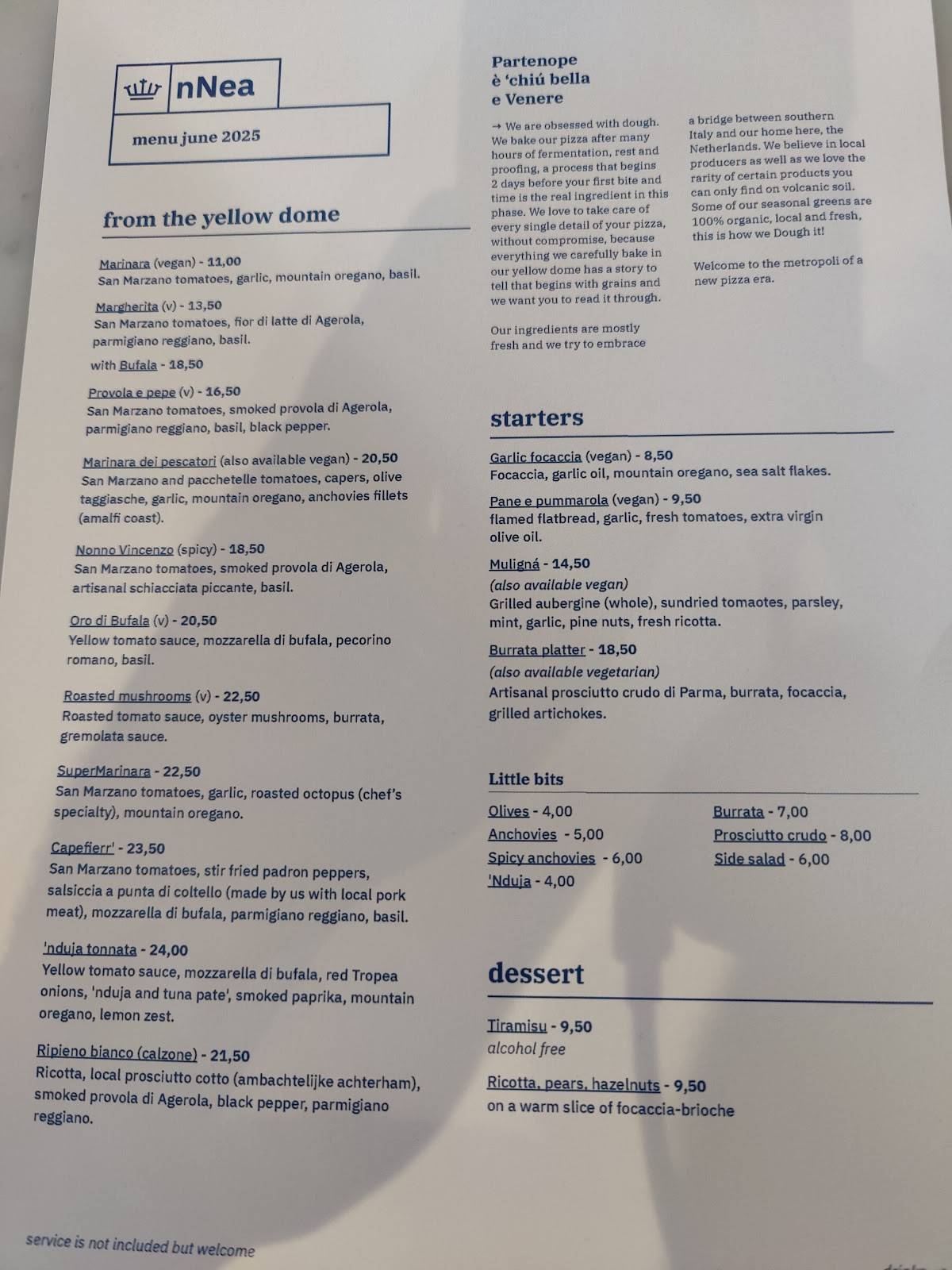 Menu de nNea Pizza