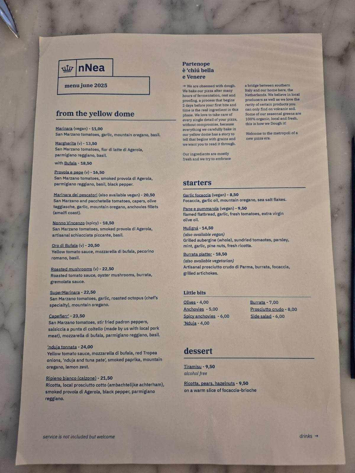 Menu de nNea Pizza