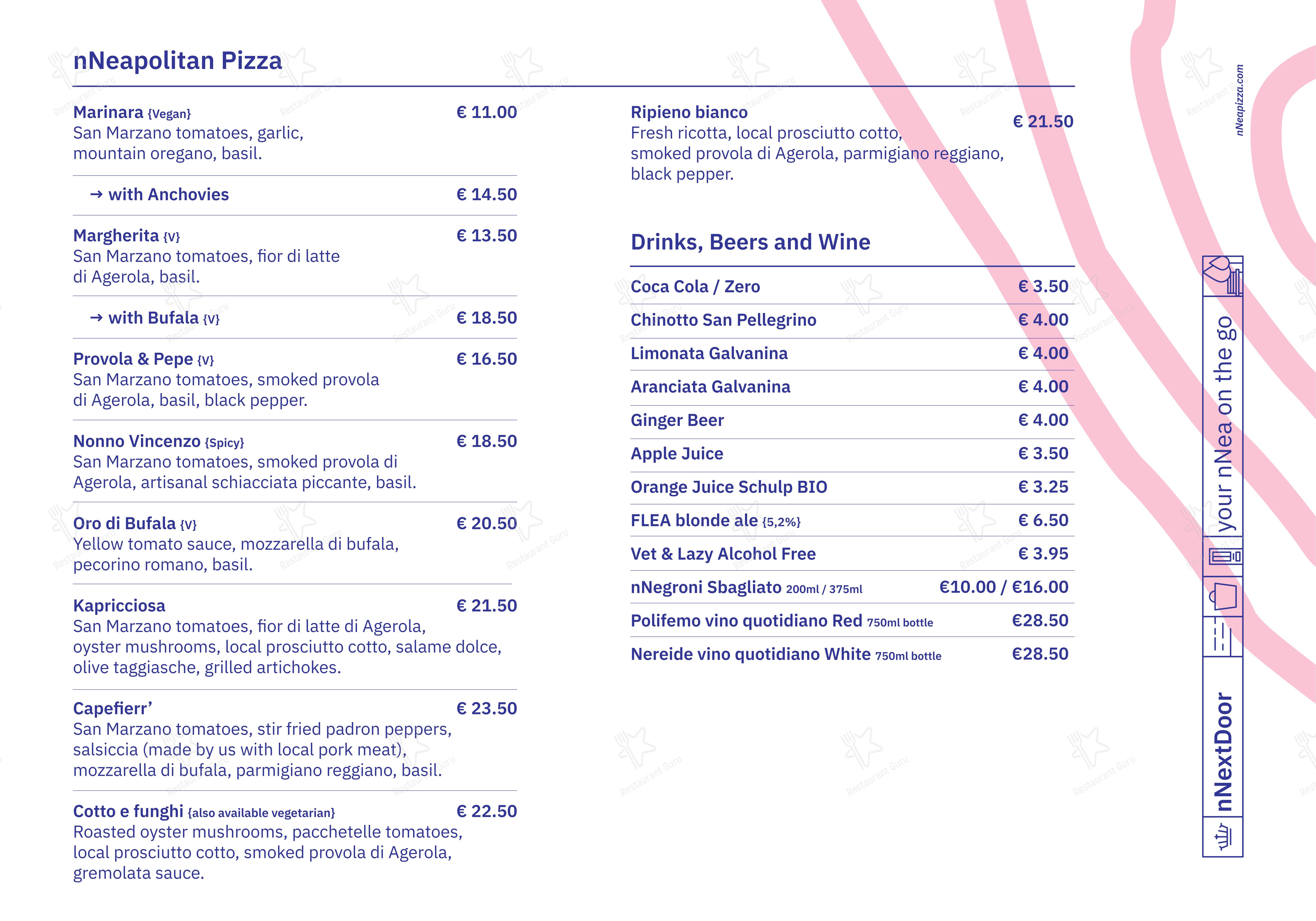 Menu bar pour nNea Pizza dans Amsterdam