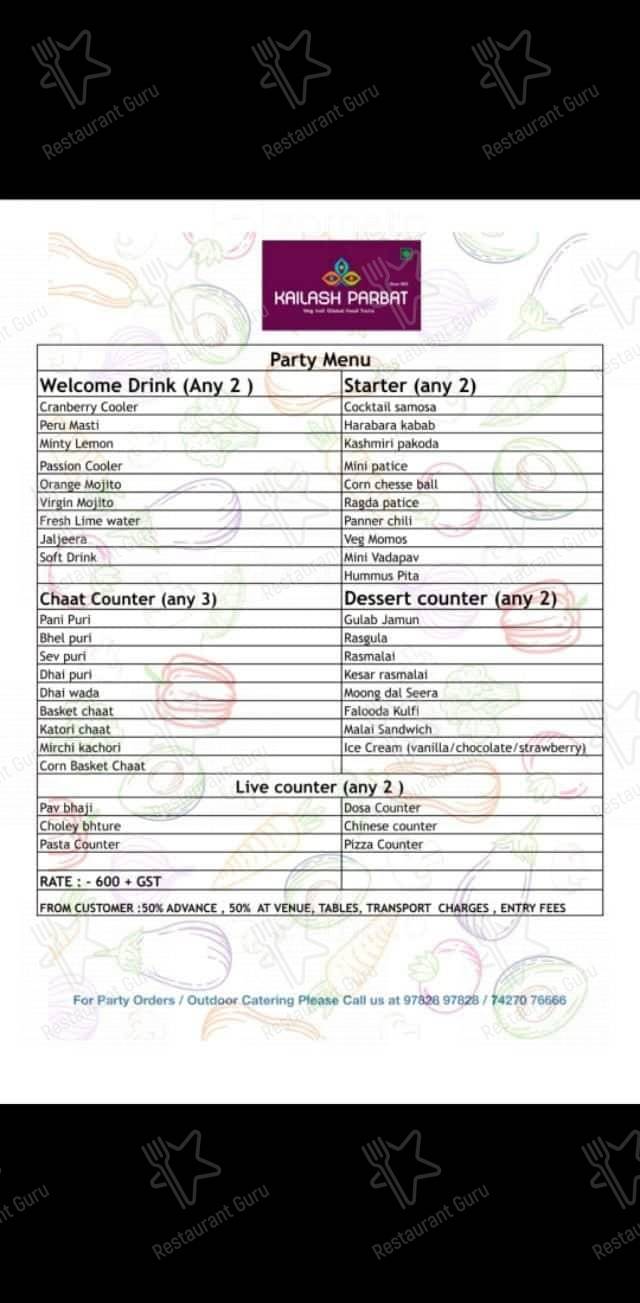 Kailash Parbat Udaipur menu
