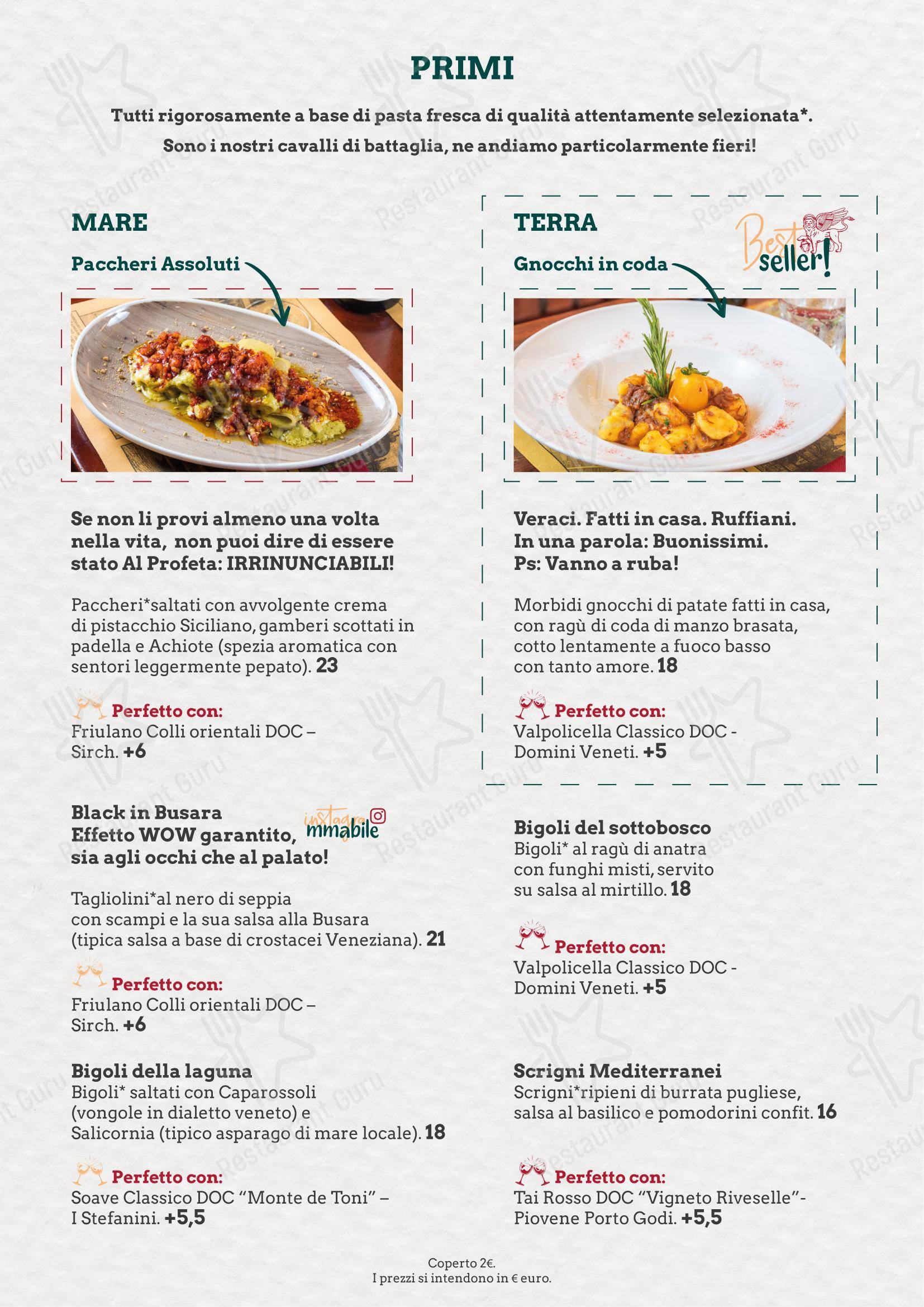 Menu di Al Profeta - Menu