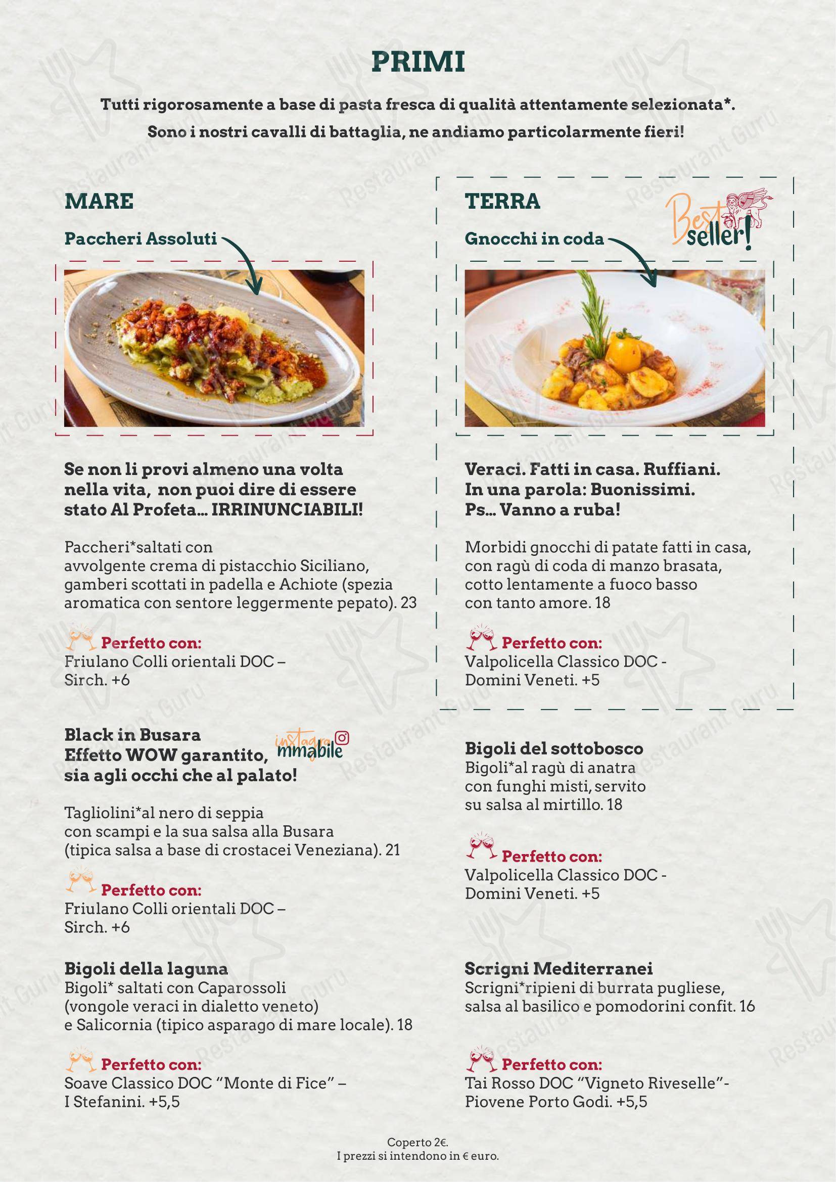 Menu di Al Profeta - Menu bar