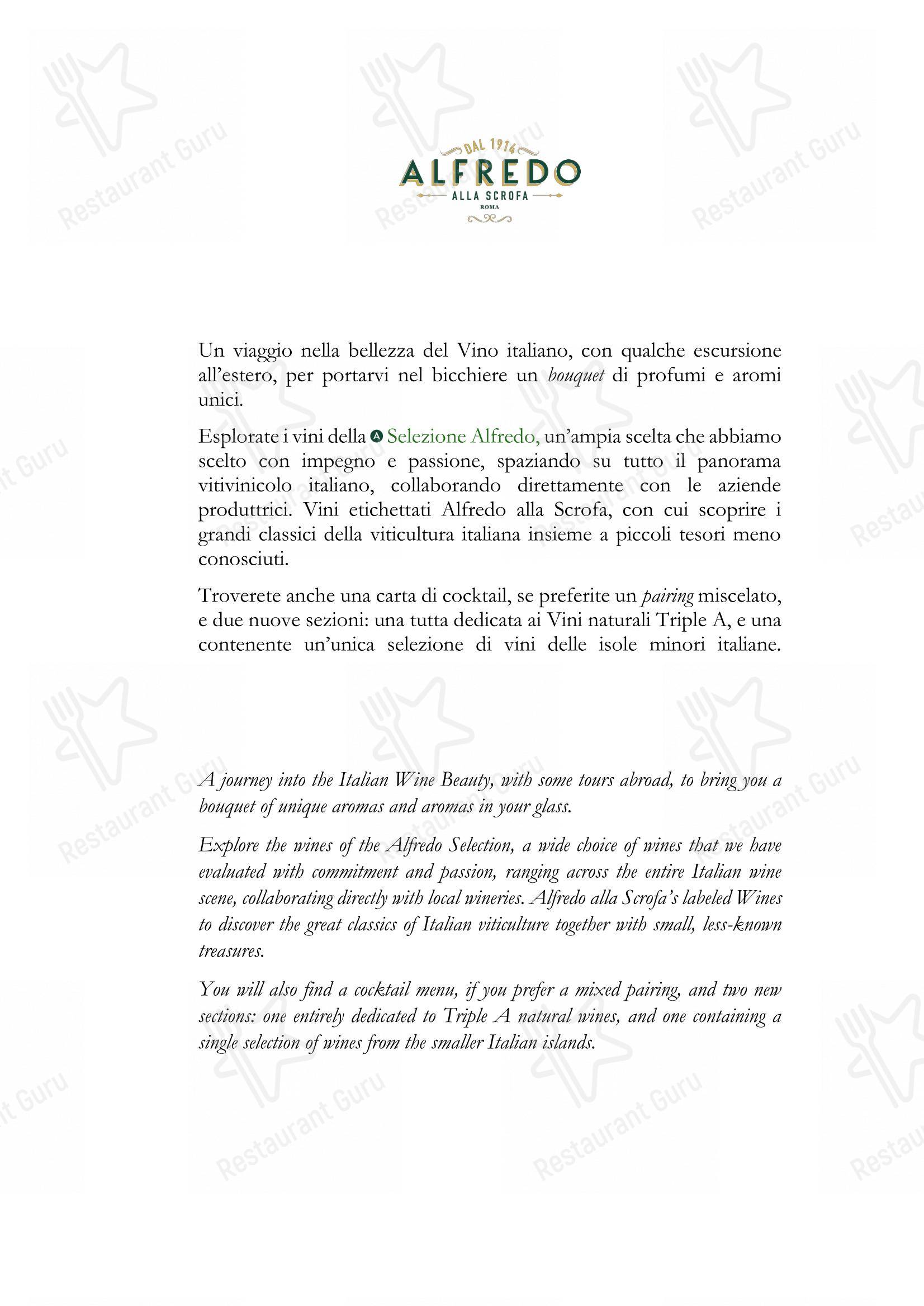 Menu di Ristorante Alfredo alla Scrofa - Ночное меню