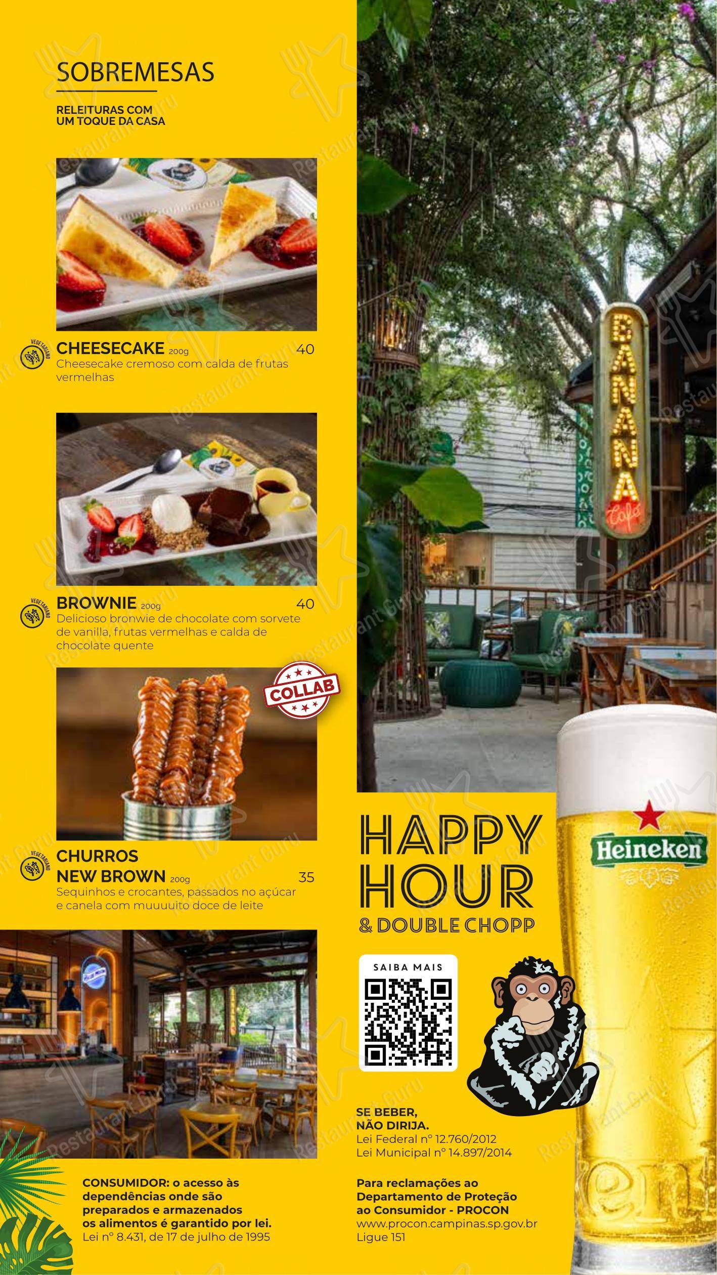 Основное меню para Banana Café Bar em Campinas