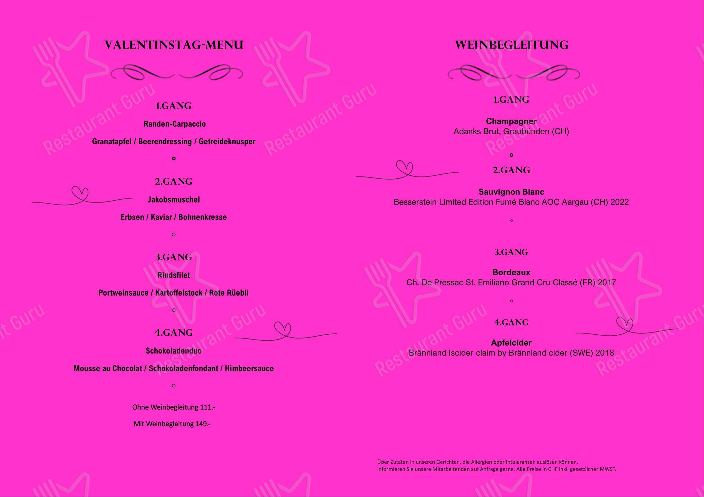 Brasserie Brugg in Brugg - 菜单