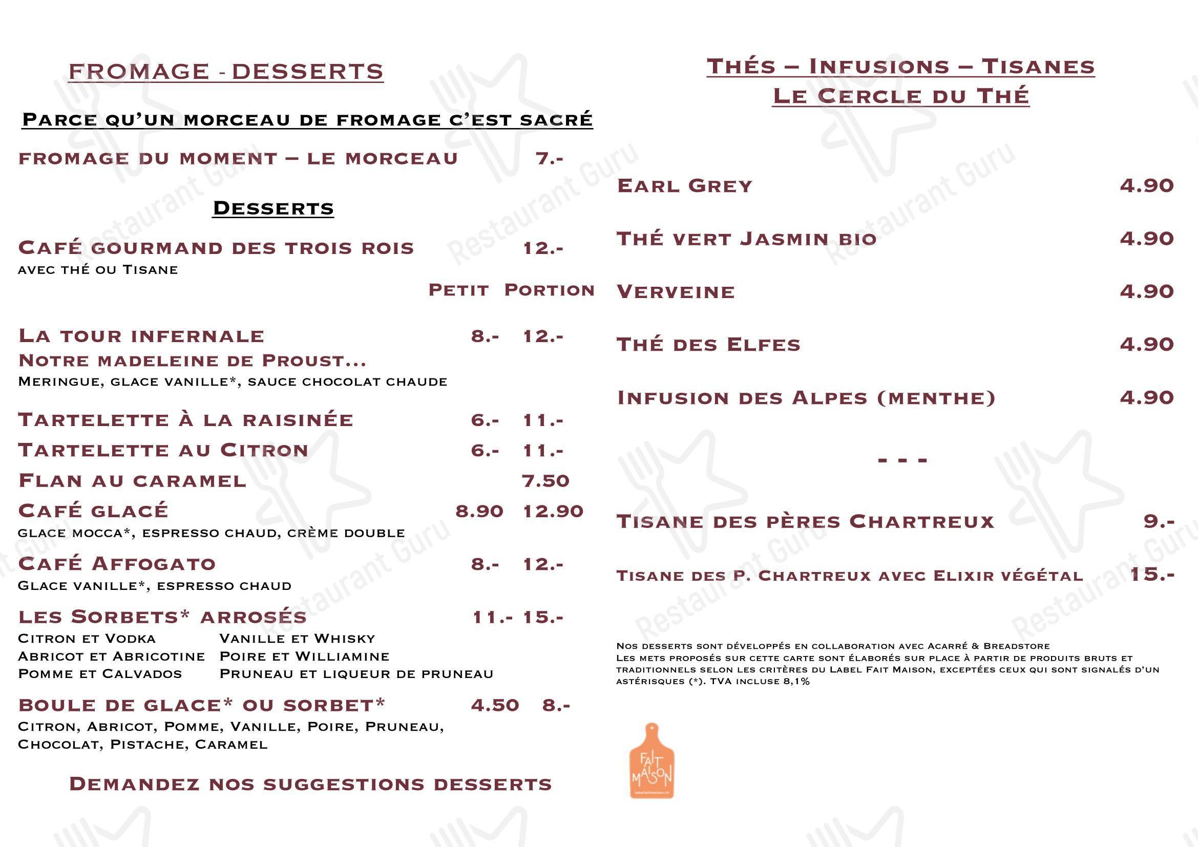 菜单 per Brasserie Les Trois Rois SA ristorante