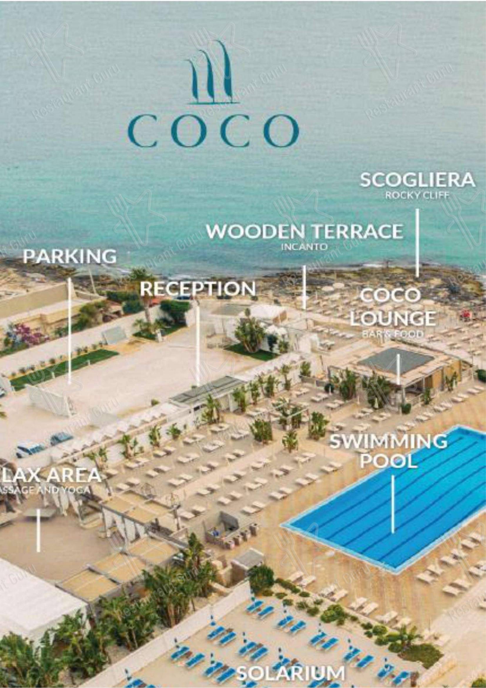 COCO - Beach, Wedding & Lifestyle in Cozze - Menu
