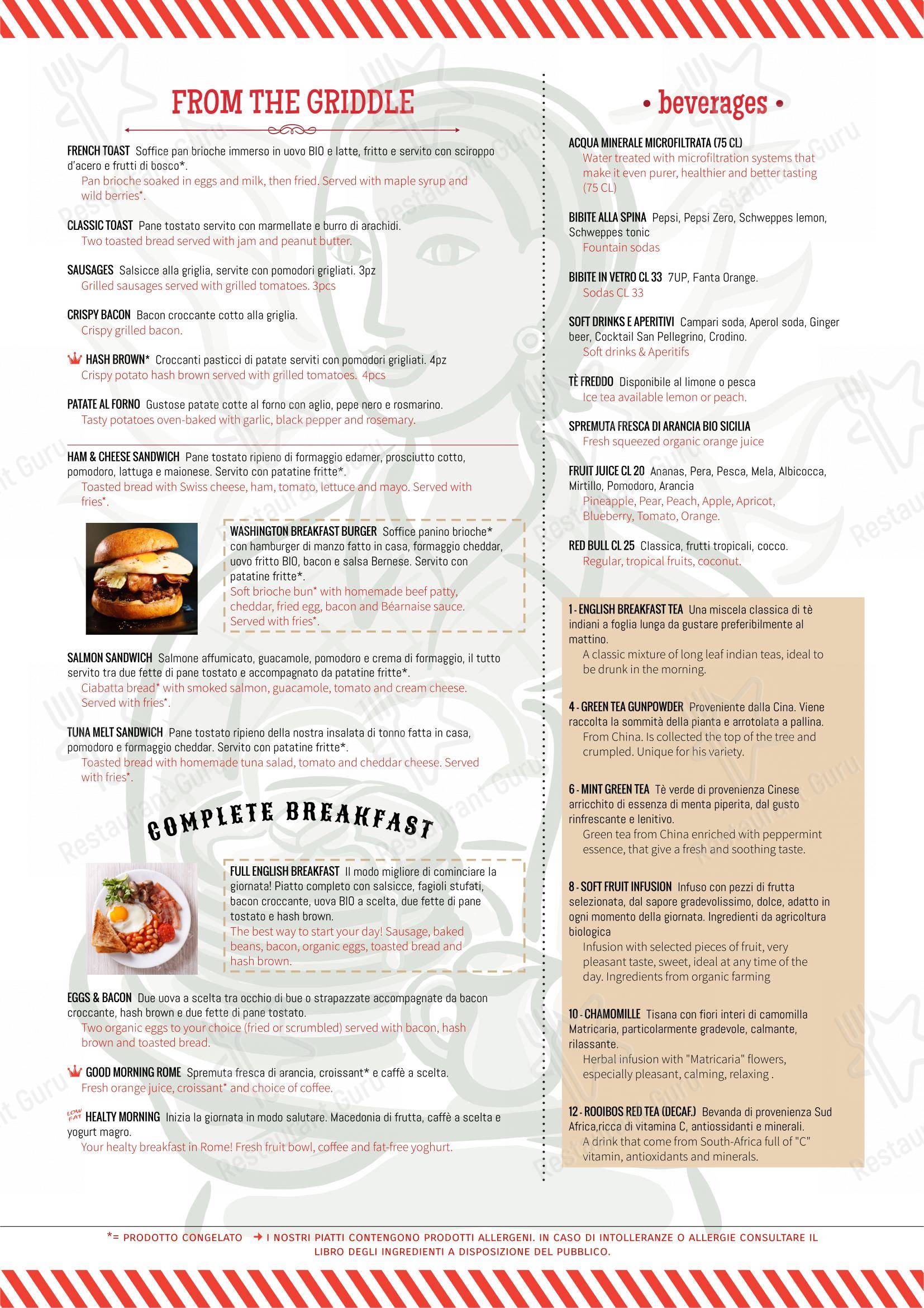 Menu per Caffe Washington pub & bar