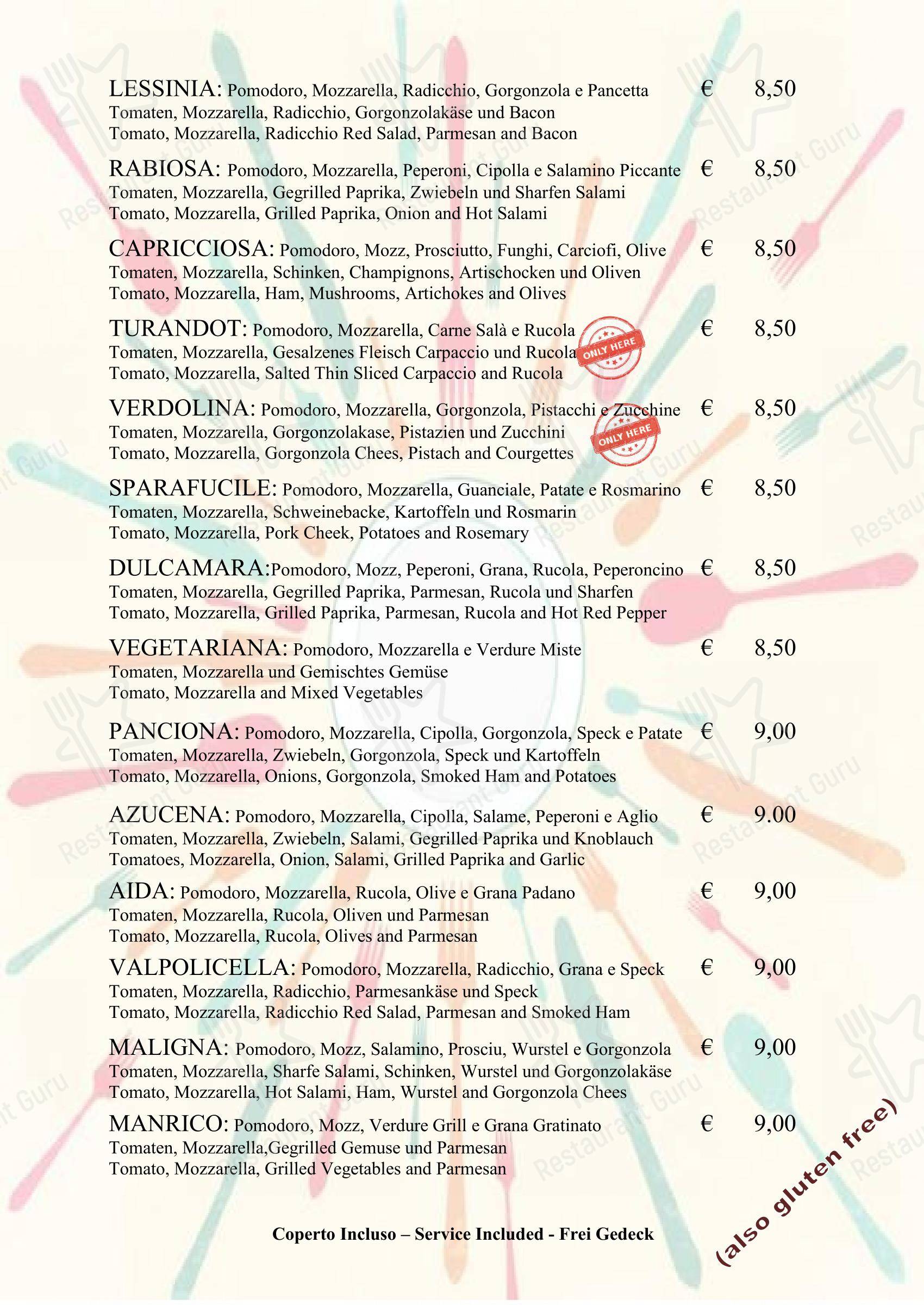 Casa Lady Garda in Garda - Menu