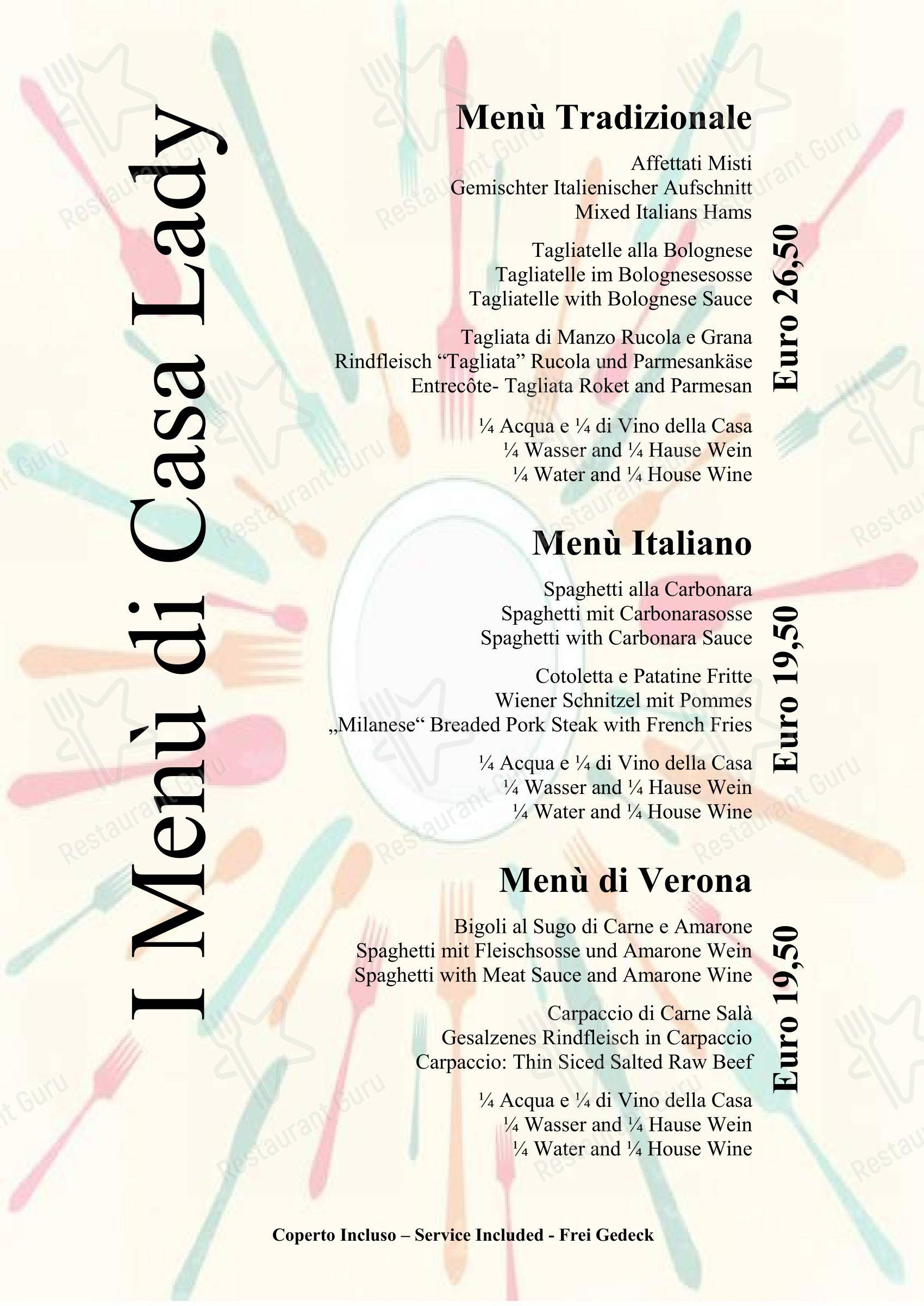 Menu per Casa Lady Garda in Garda