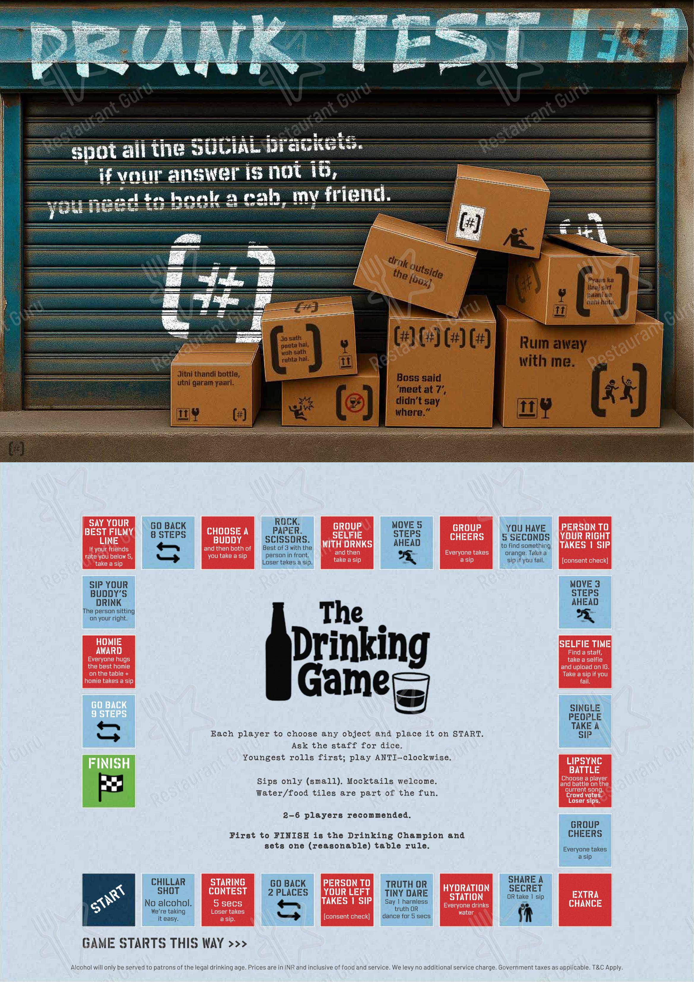 Menu for Cyber Hub Social in Gurugram