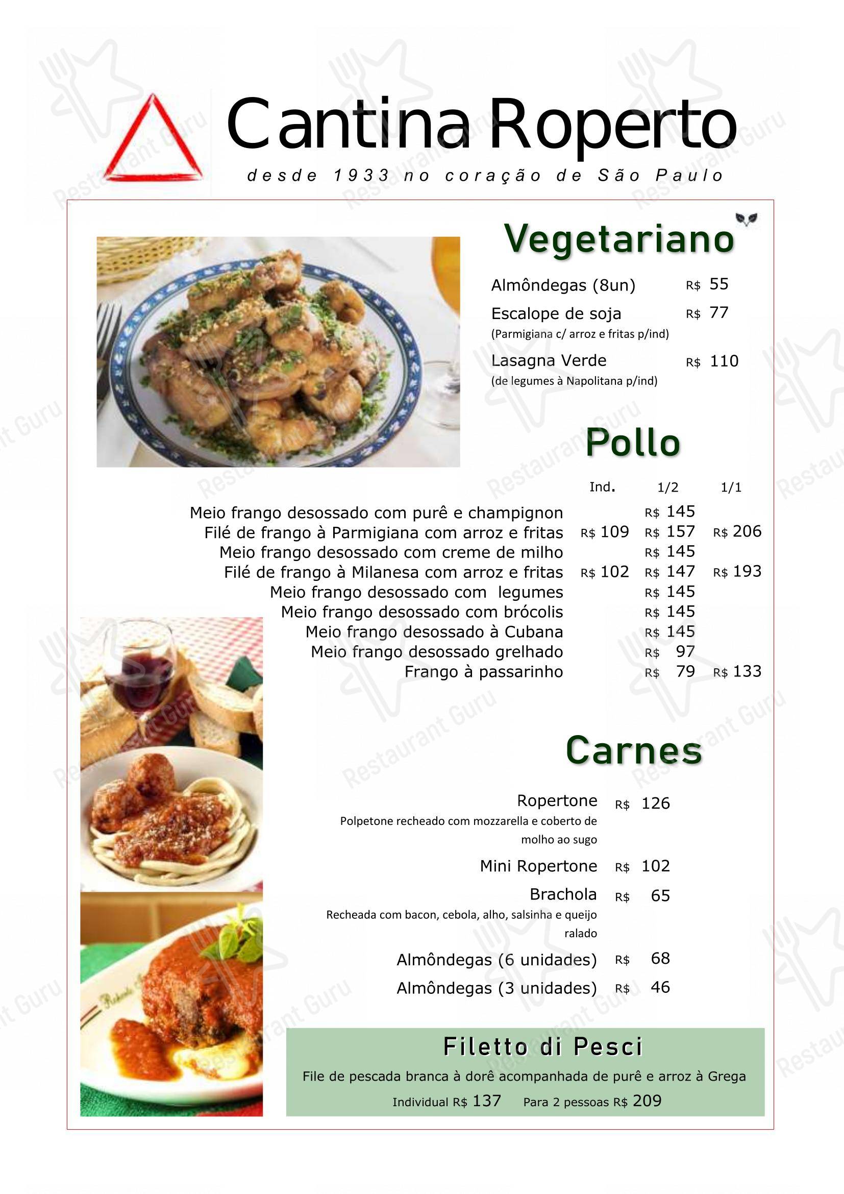 Menu para Empório Cantina Roperto restaurante
