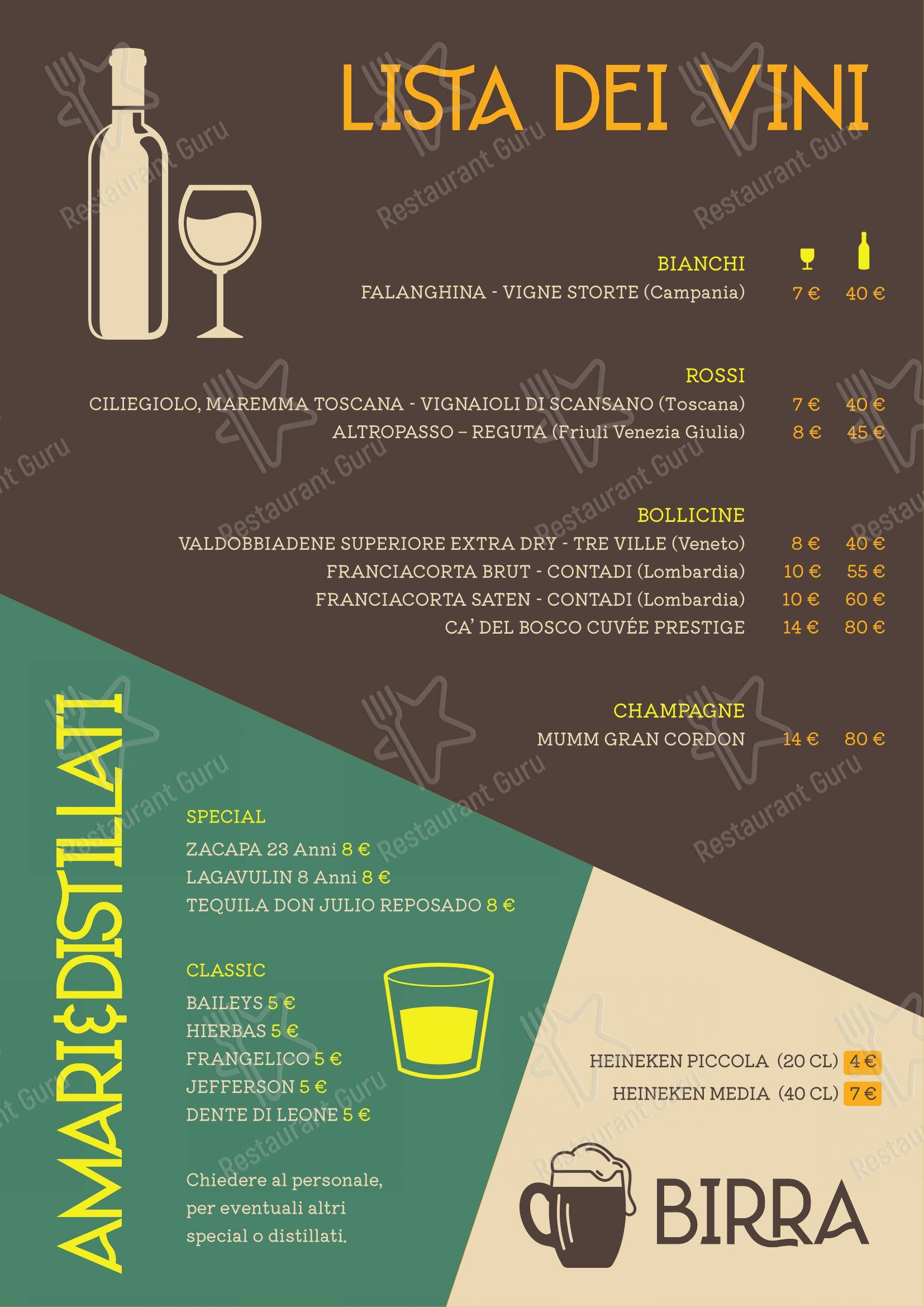 Menu per Forest Monza caffè bar