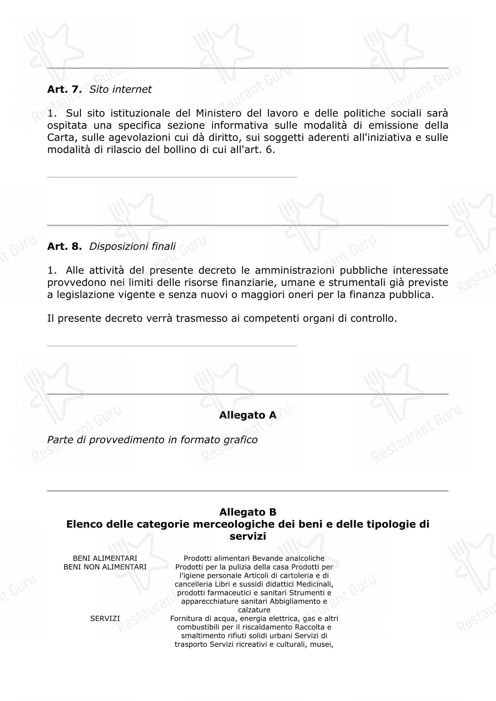 Menu di Galaad - Menu