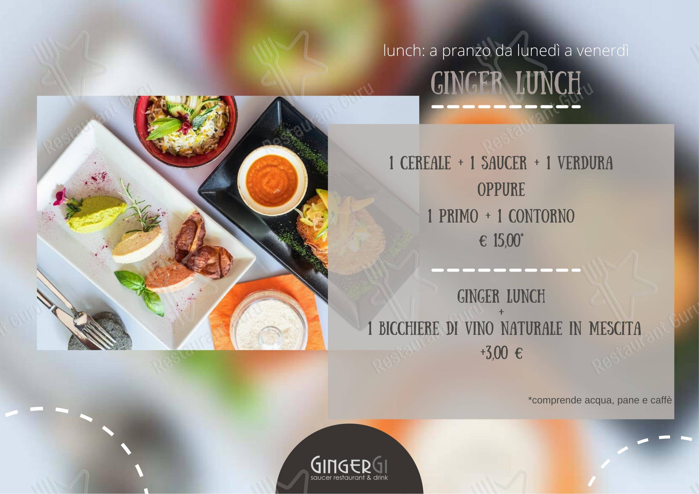 Menu bar per GingerGi ristorante